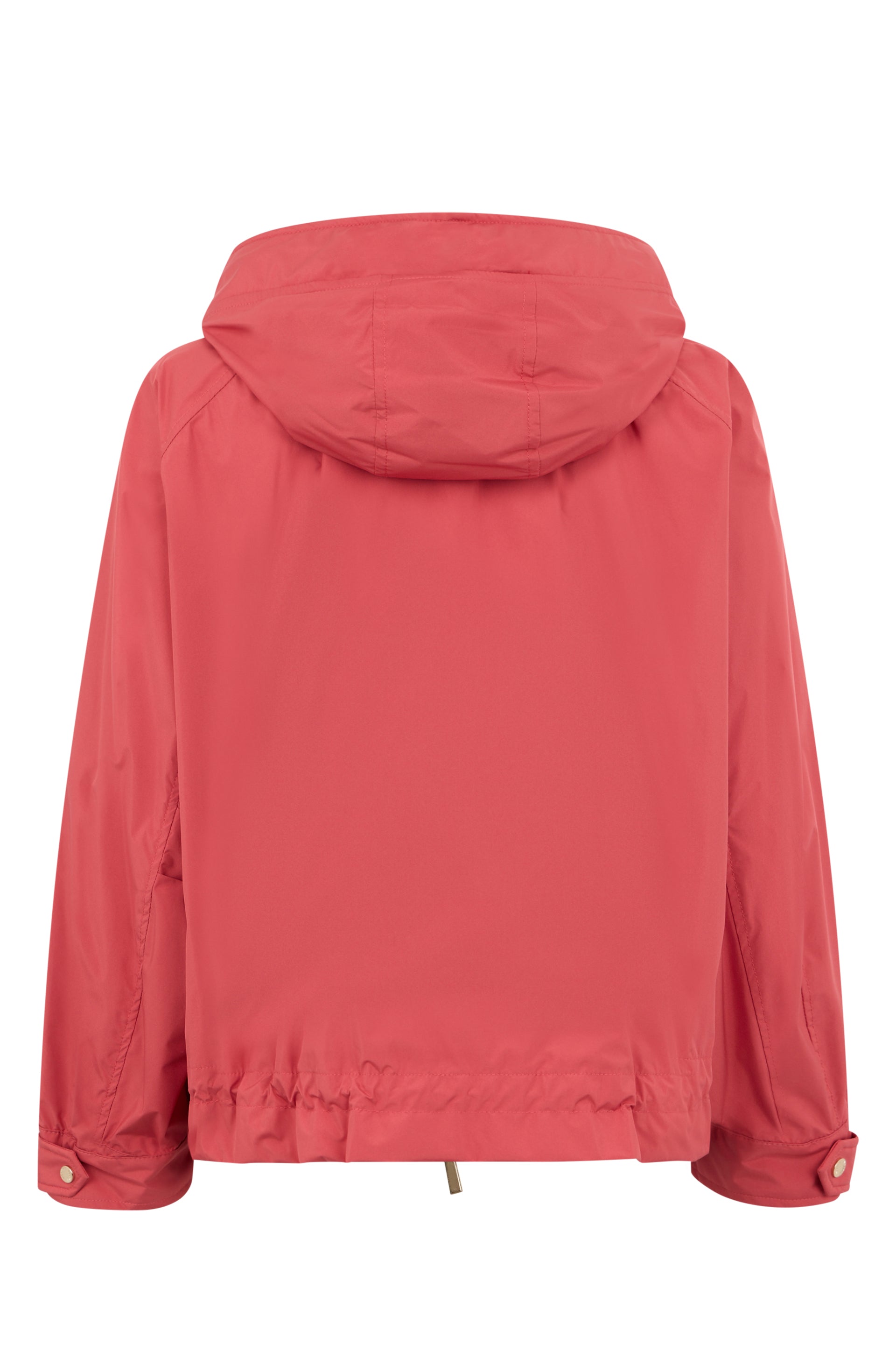 Light red jacket with hood and pockets.