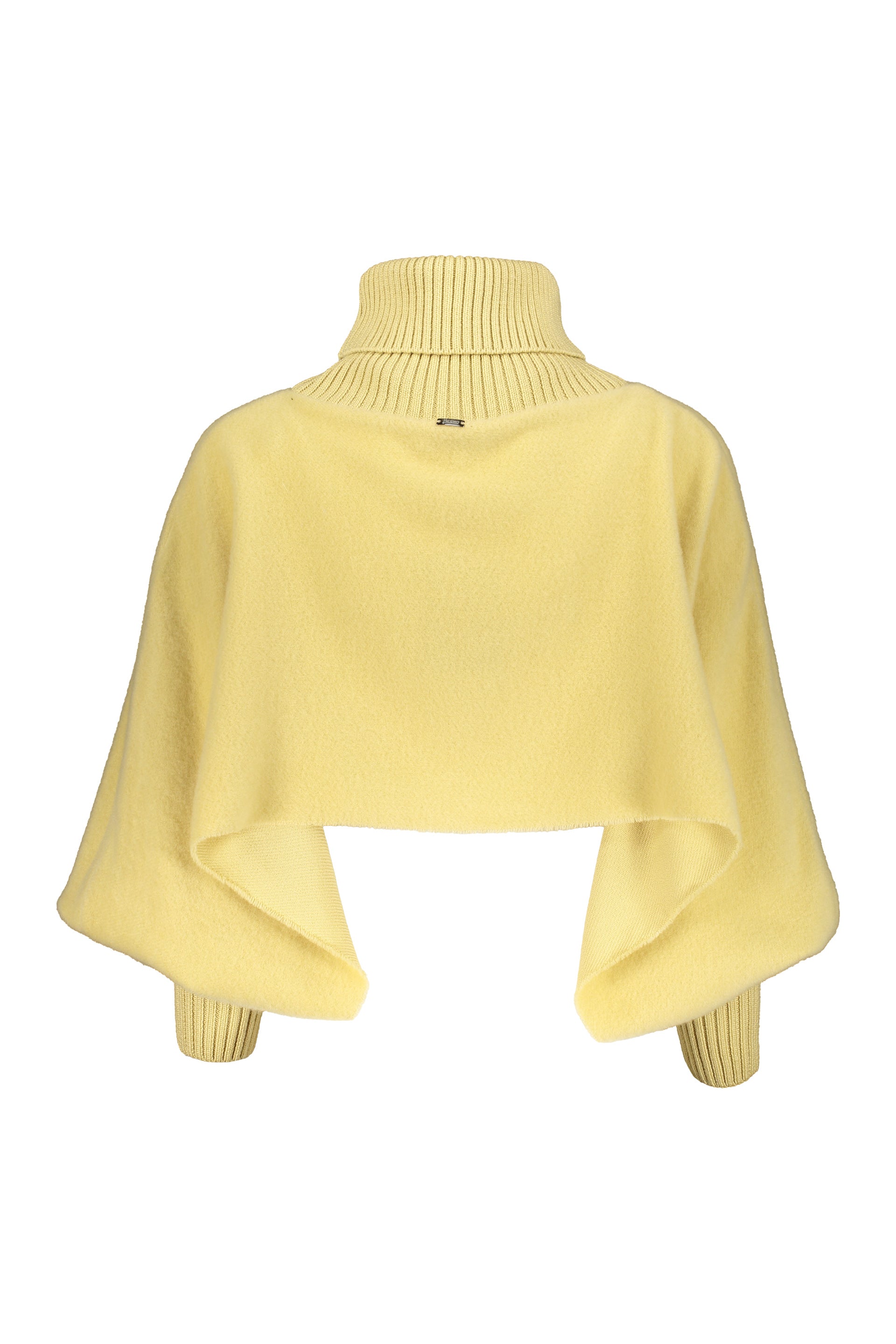 Yellow cropped poncho with high collar