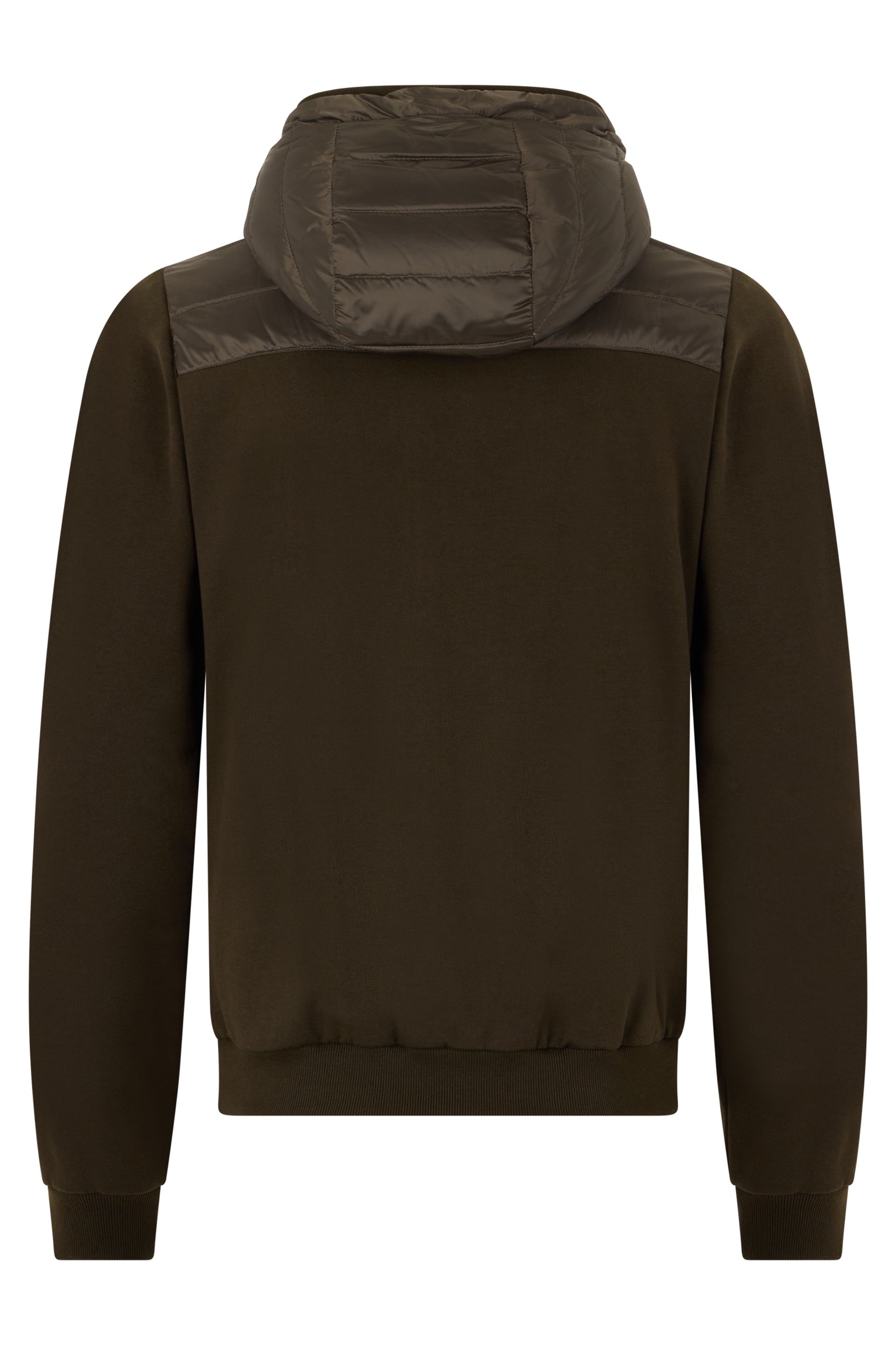 Brown dark elegant padded jacket with hood