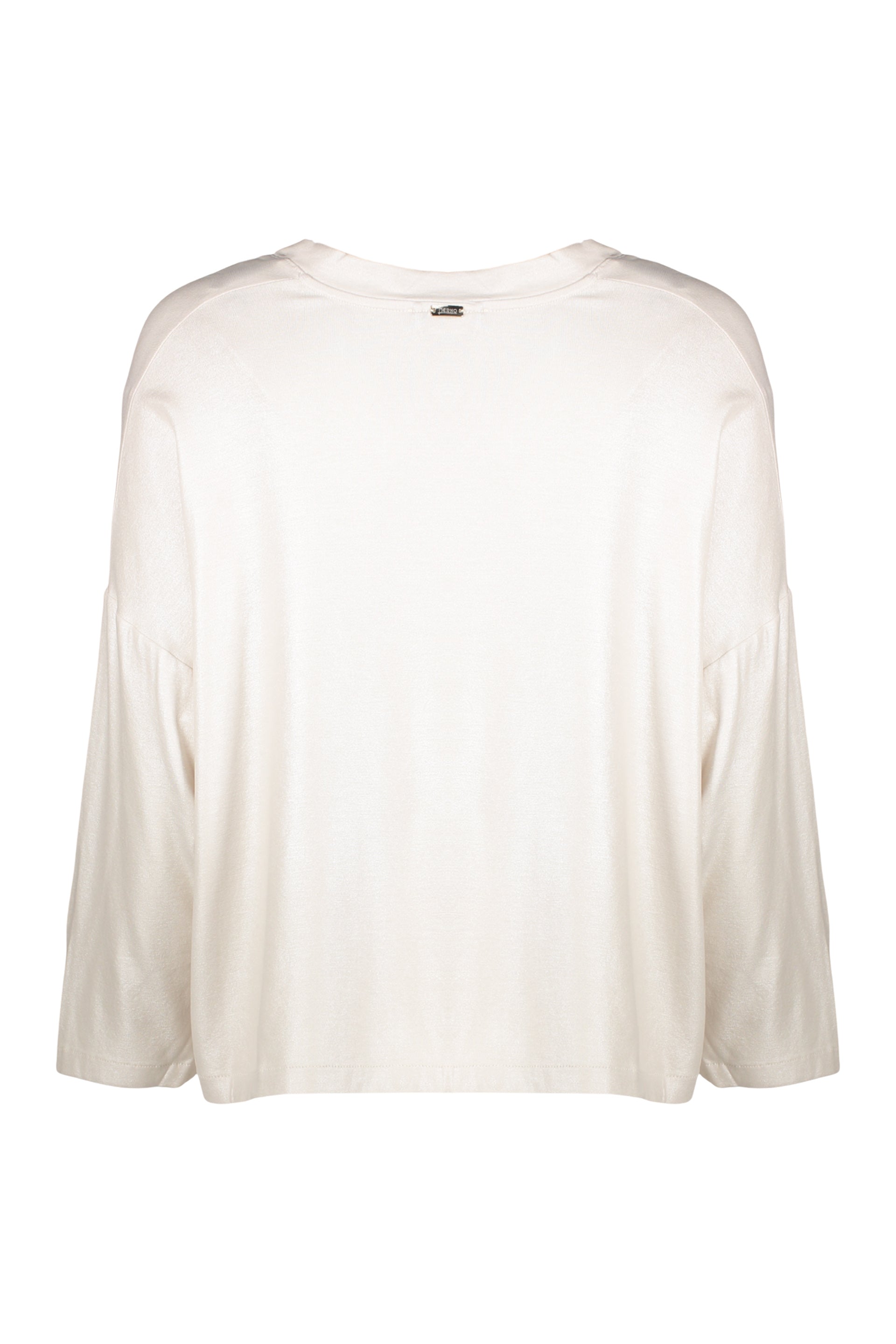 Neutral cropped blouse with long sleeves