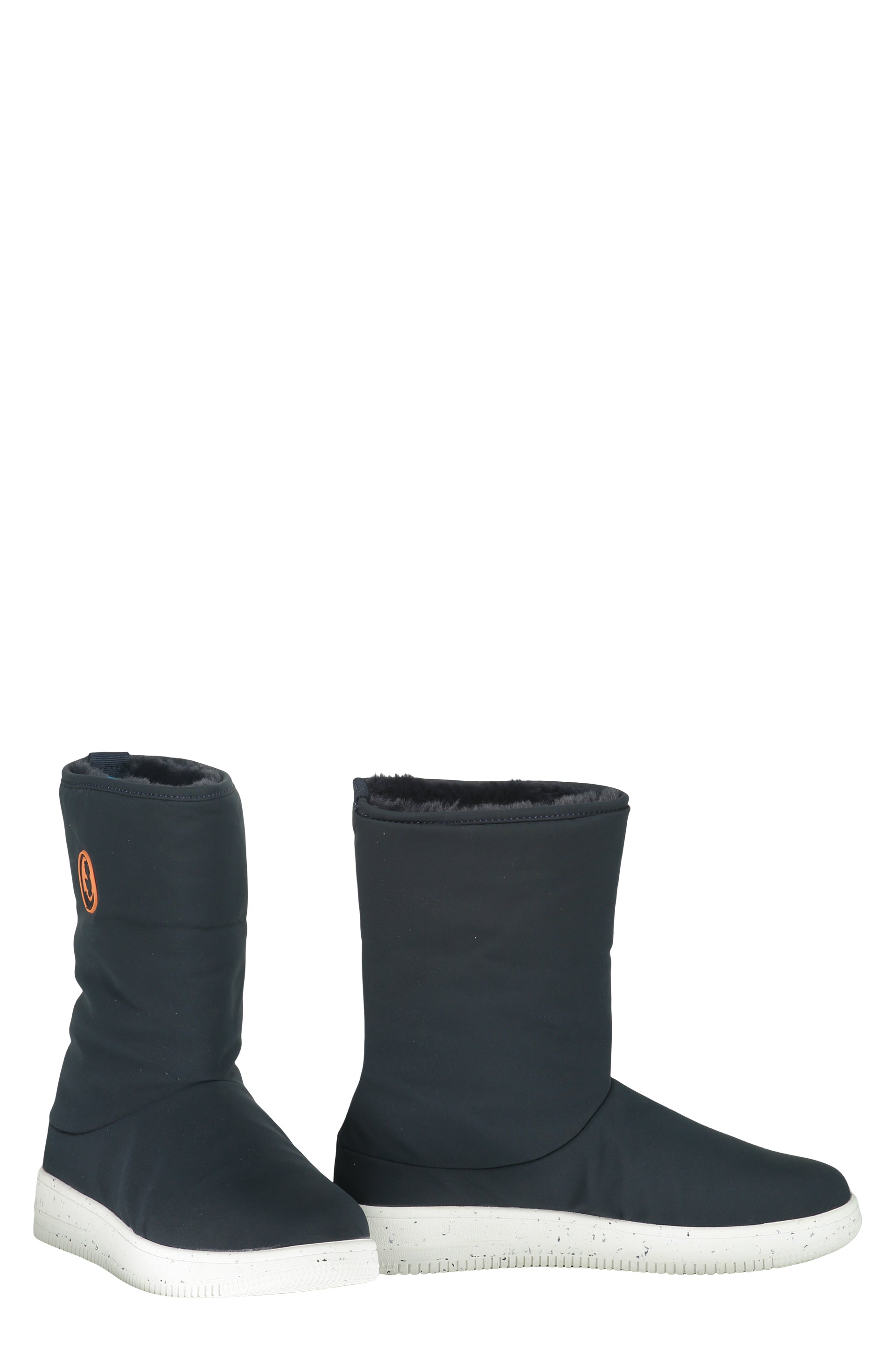 Dark Blue High Ankle Boot with Distinctive Logo