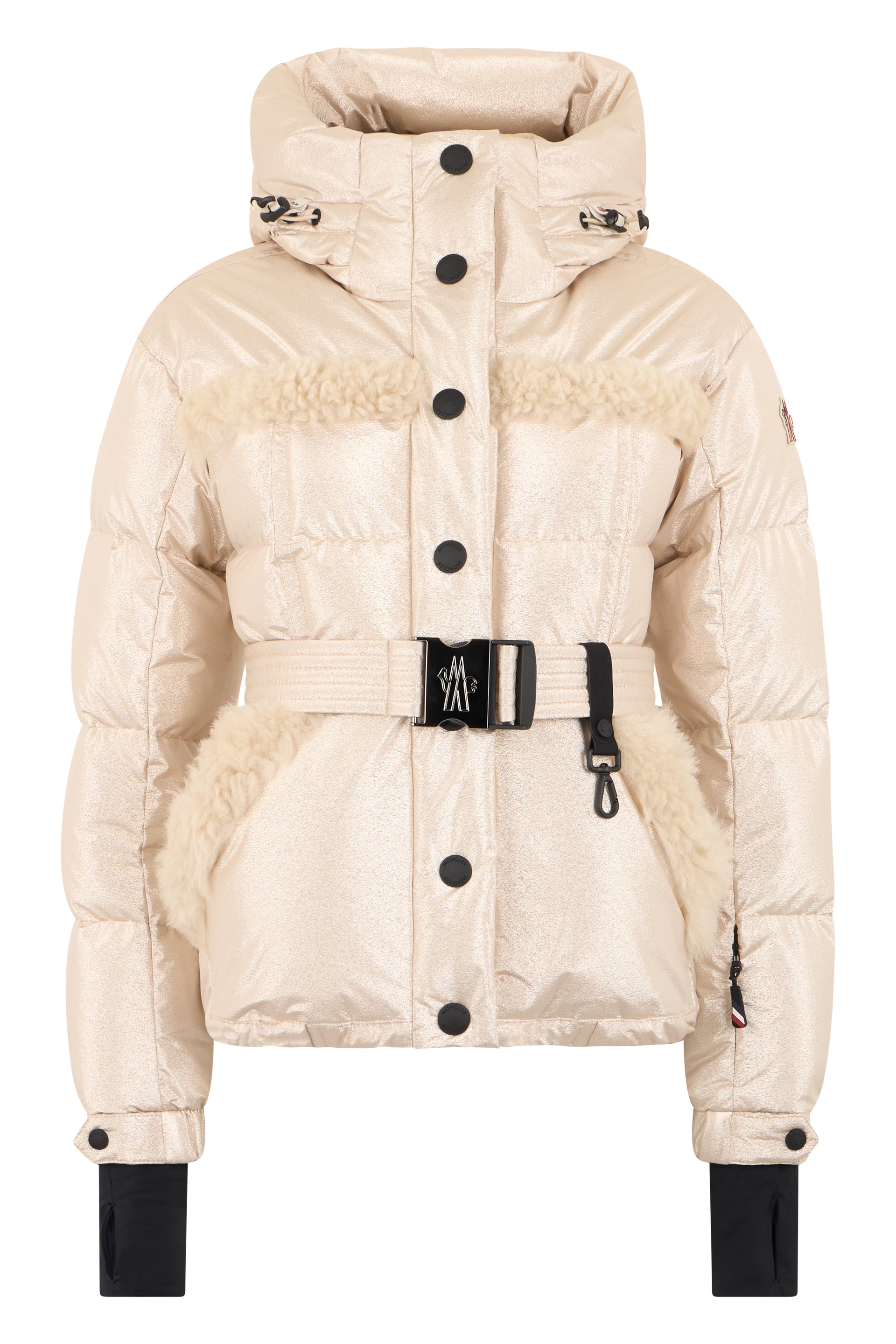 Padded ski jacket Mondim with hood and shearling detail