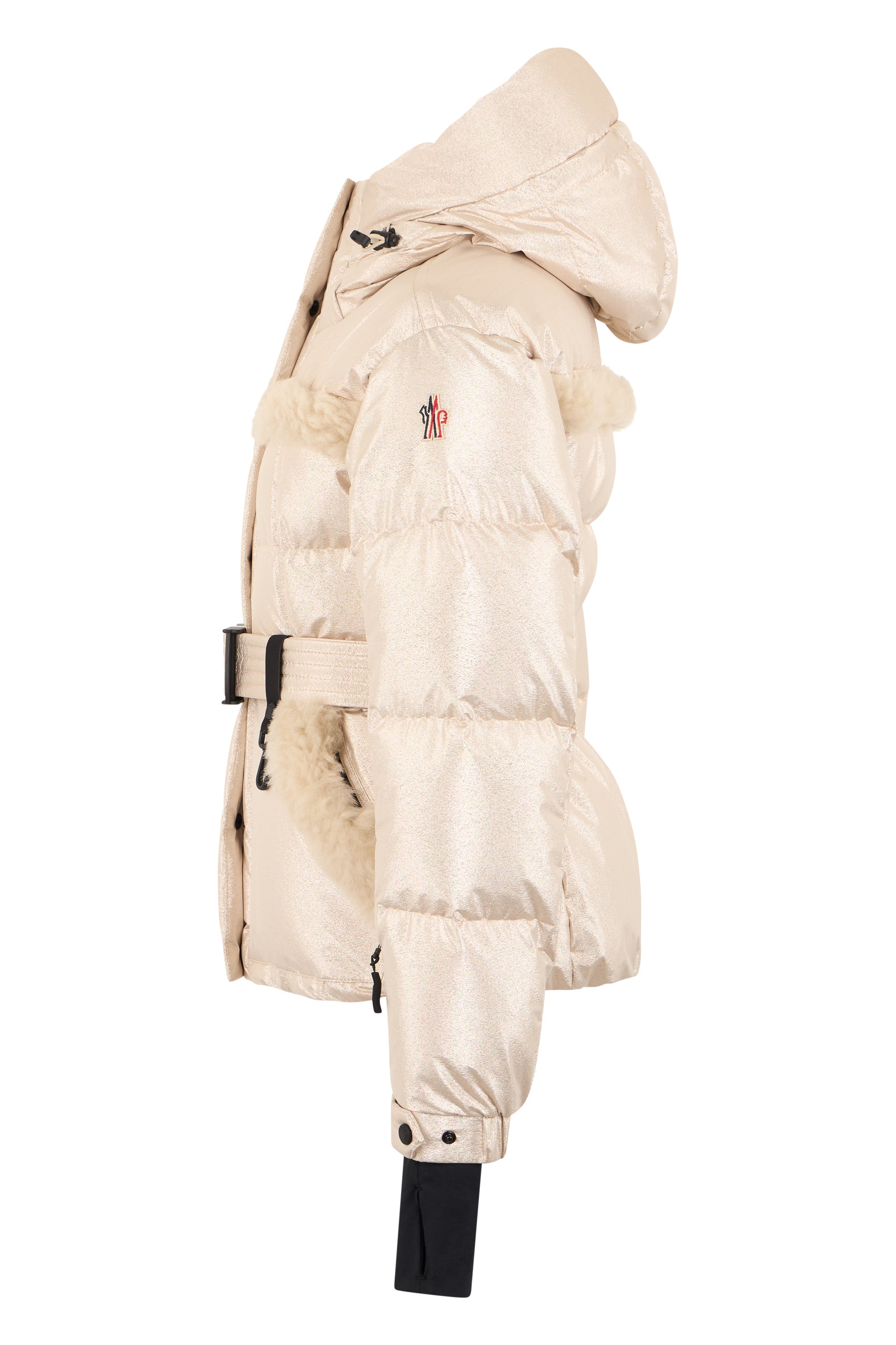 Padded ski jacket Mondim with hood and shearling detail