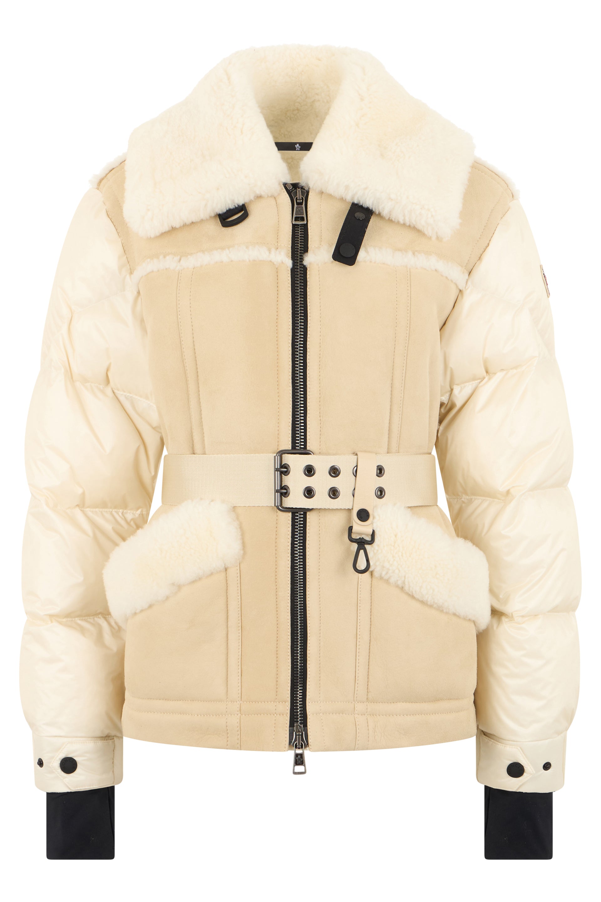 Alvernia down jacket with shearling belt
