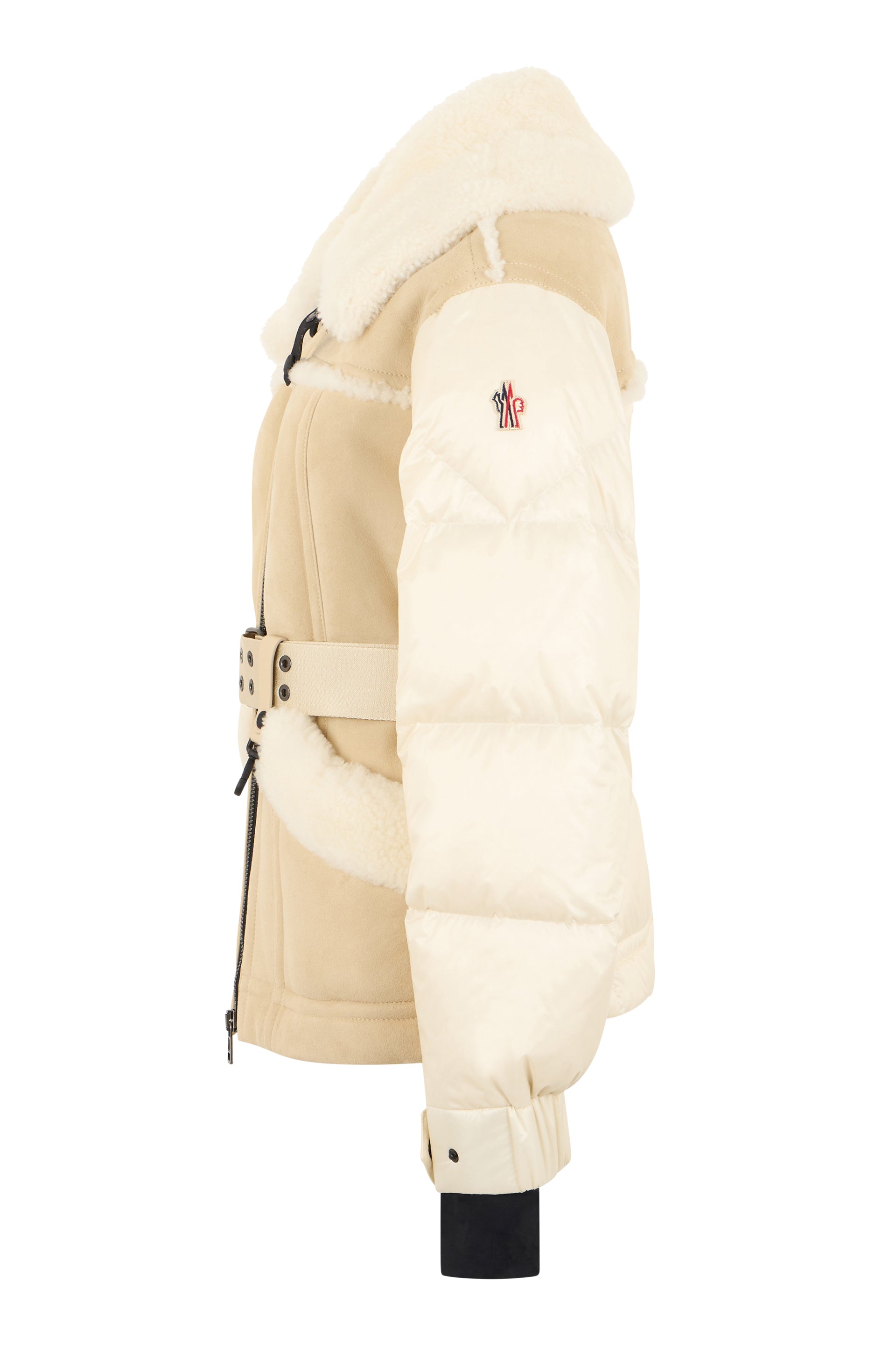 Alvernia down jacket with shearling belt