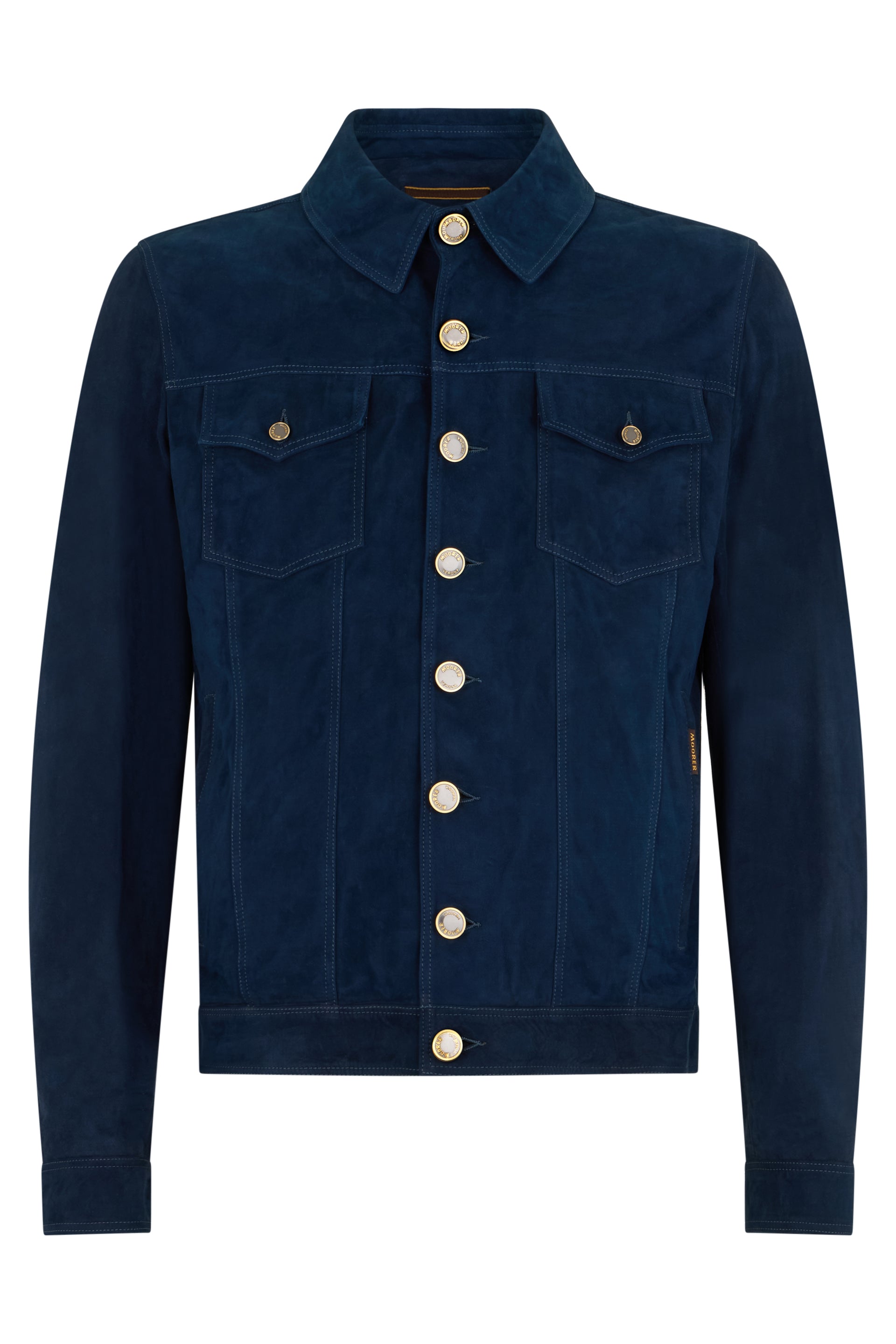 Dark blue leather jacket elegant and versatile