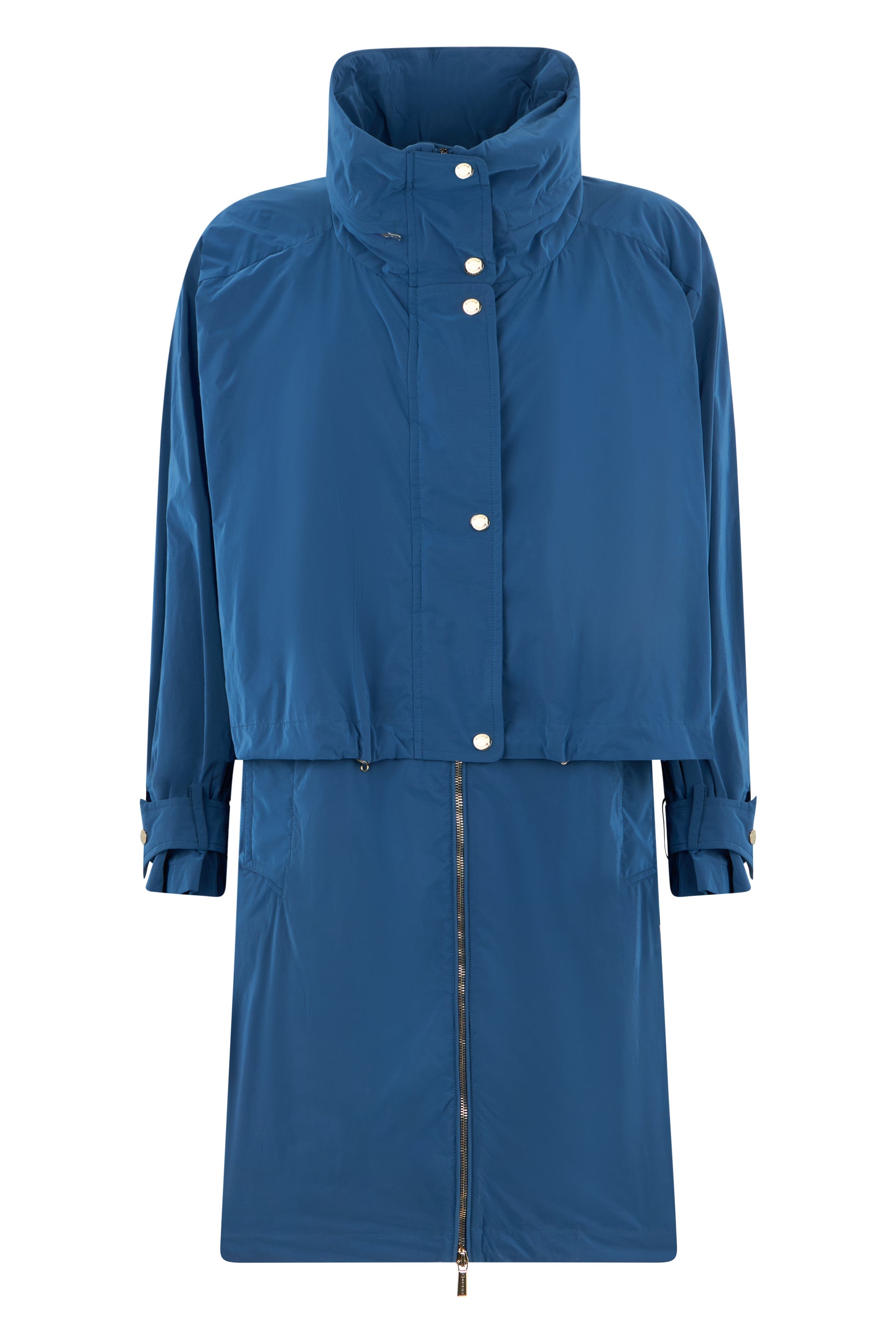 Modern blue coat with high elegant collar