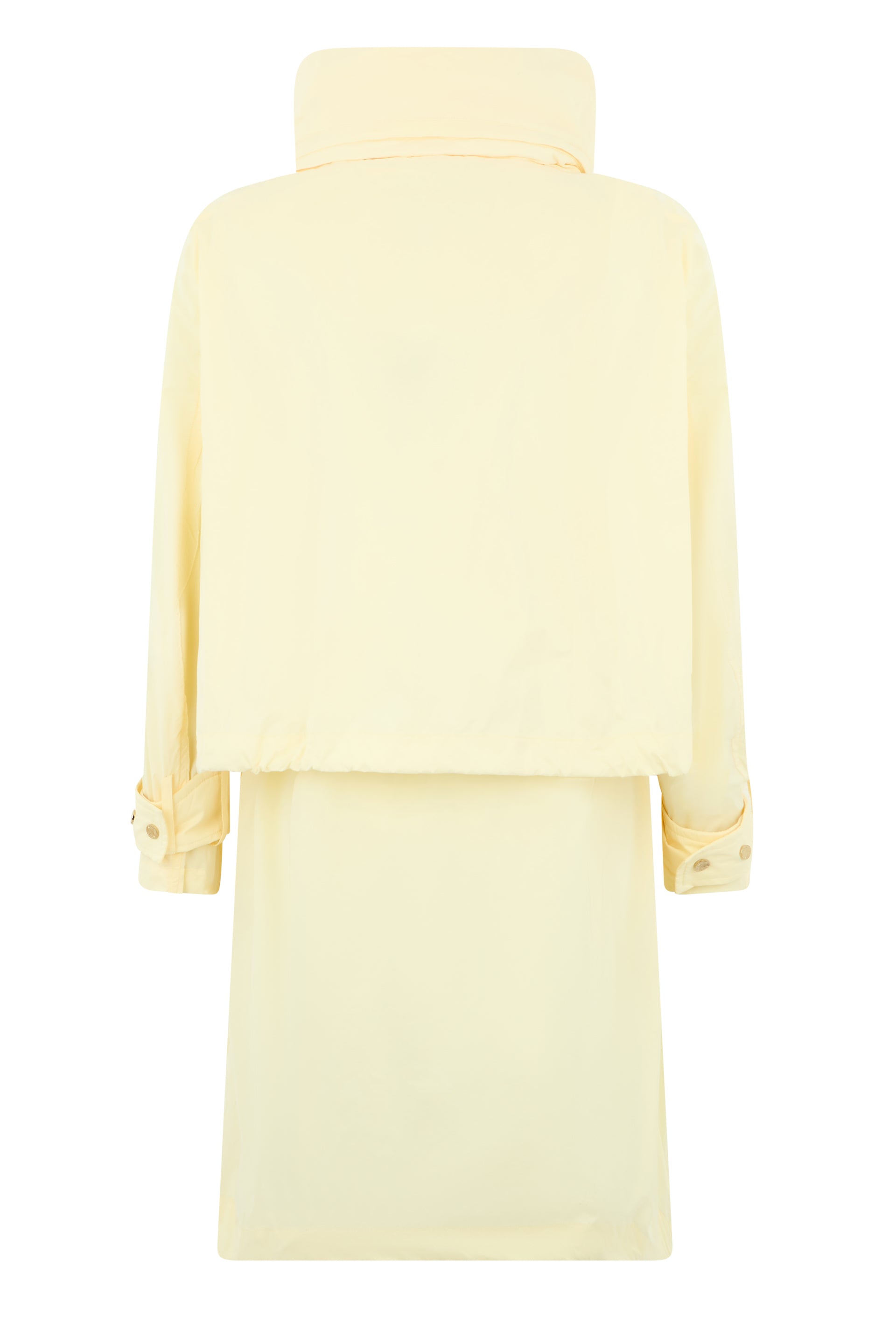 yellow technical coat with adjustable belt