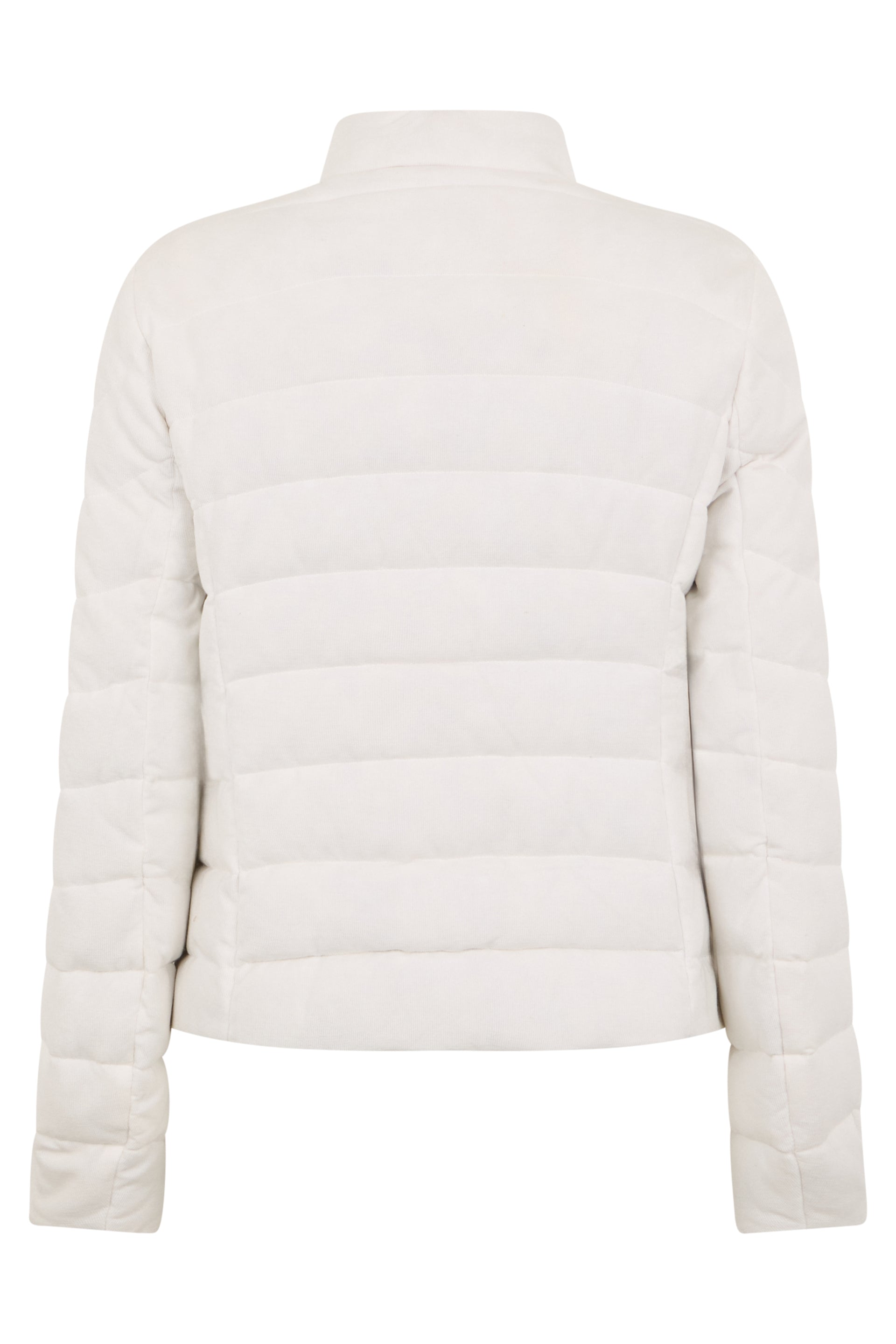 White padded jacket elegant with minimal and versatile design.