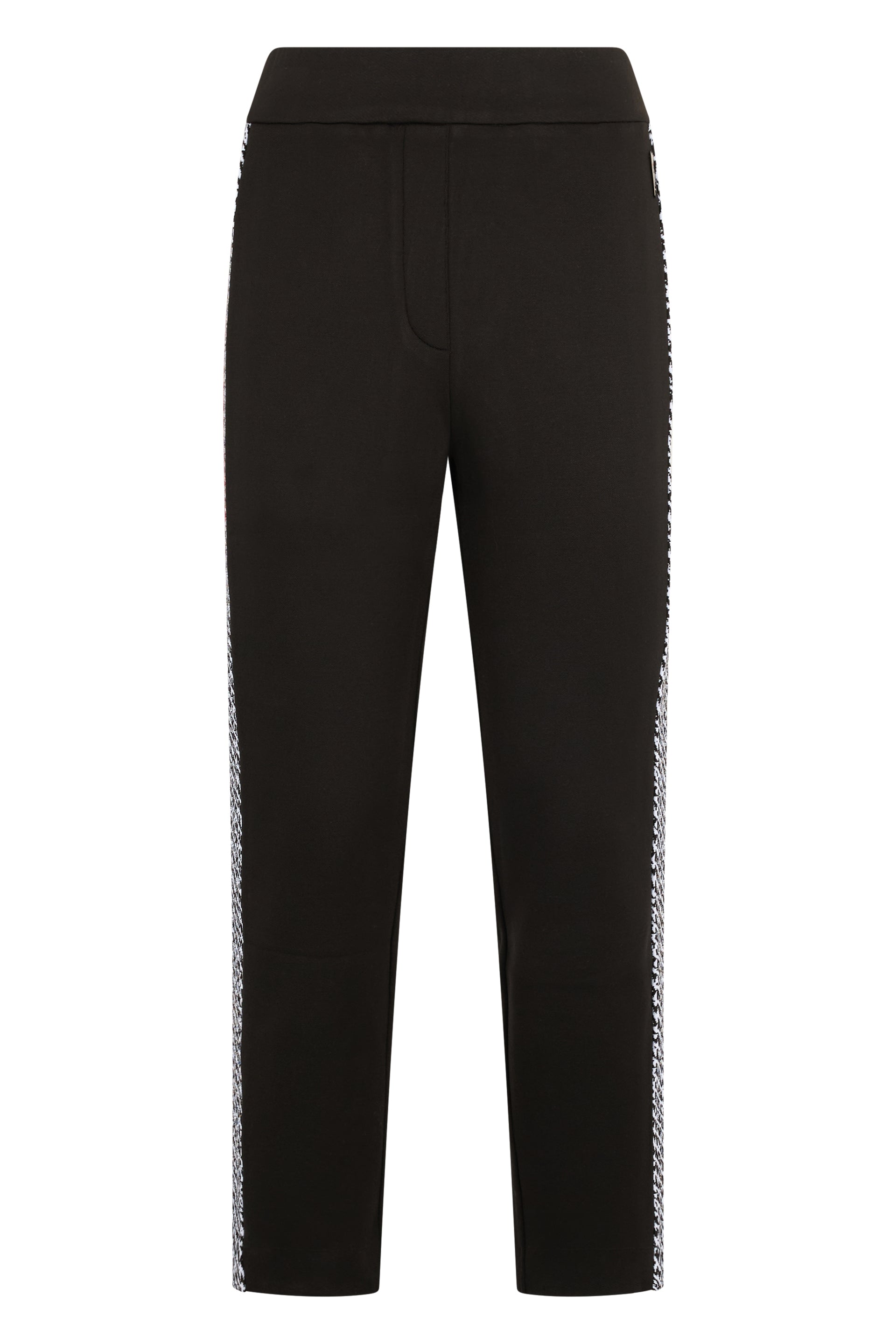 Black trousers with a straight cut and casual, versatile design.