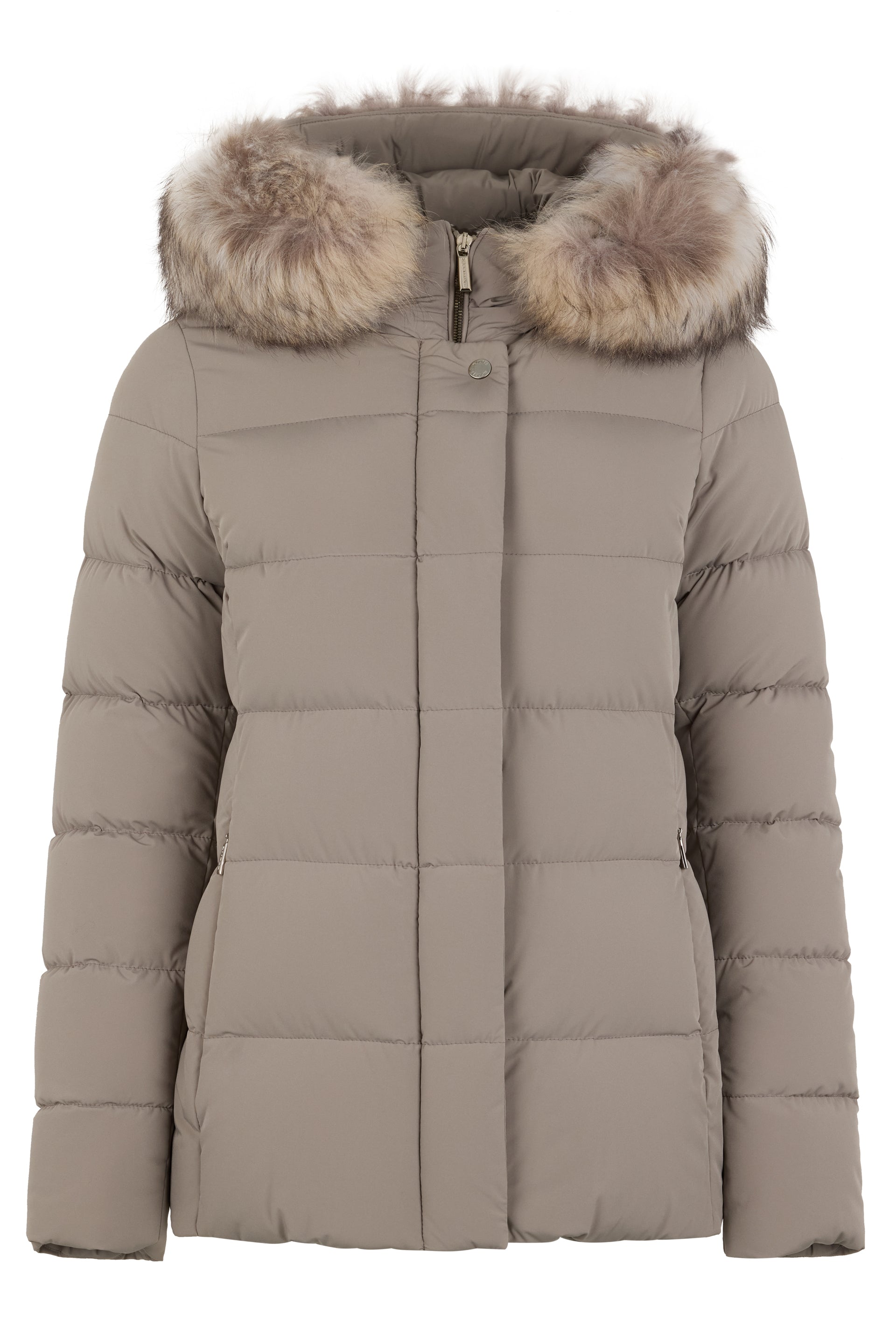 Elegant winter jacket with hood, ideal for the winter season.