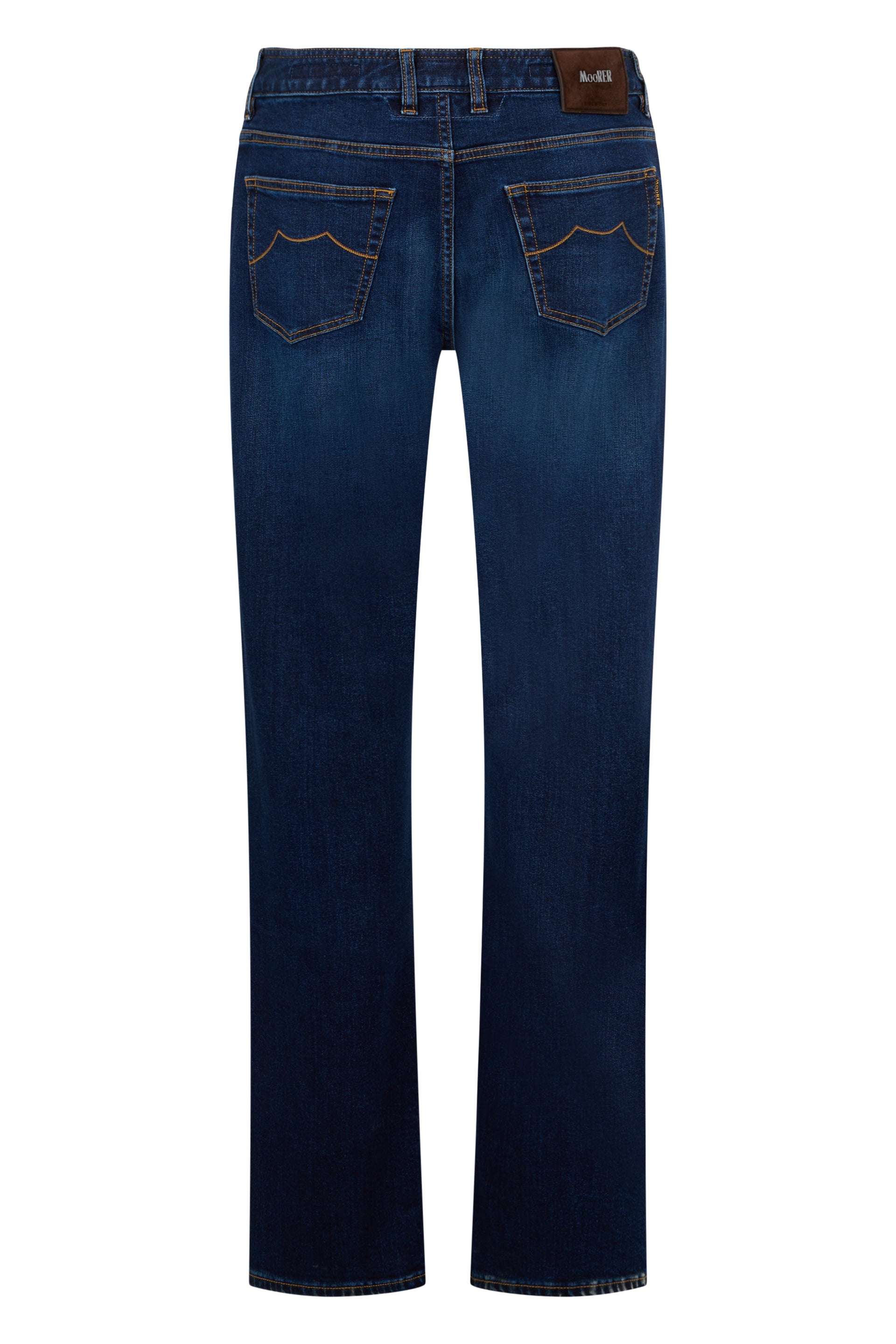 Dark blue denim trousers, versatile.