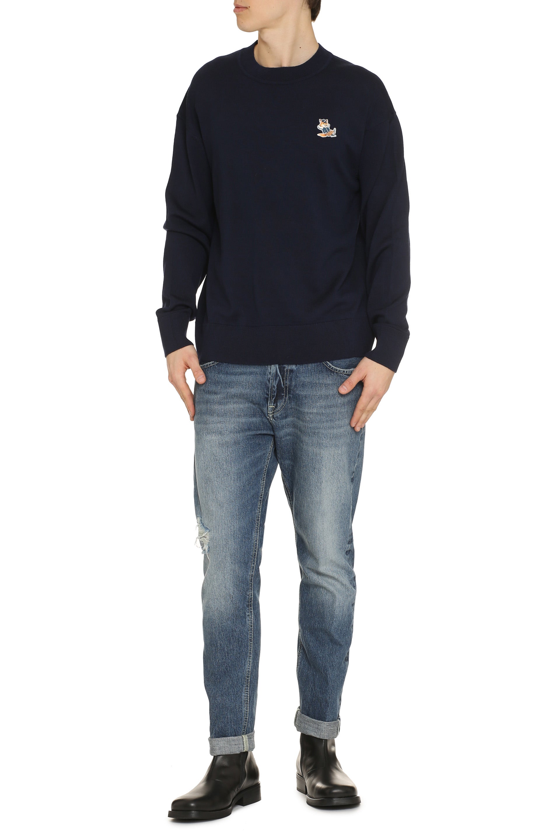 Crew-neck wool sweater