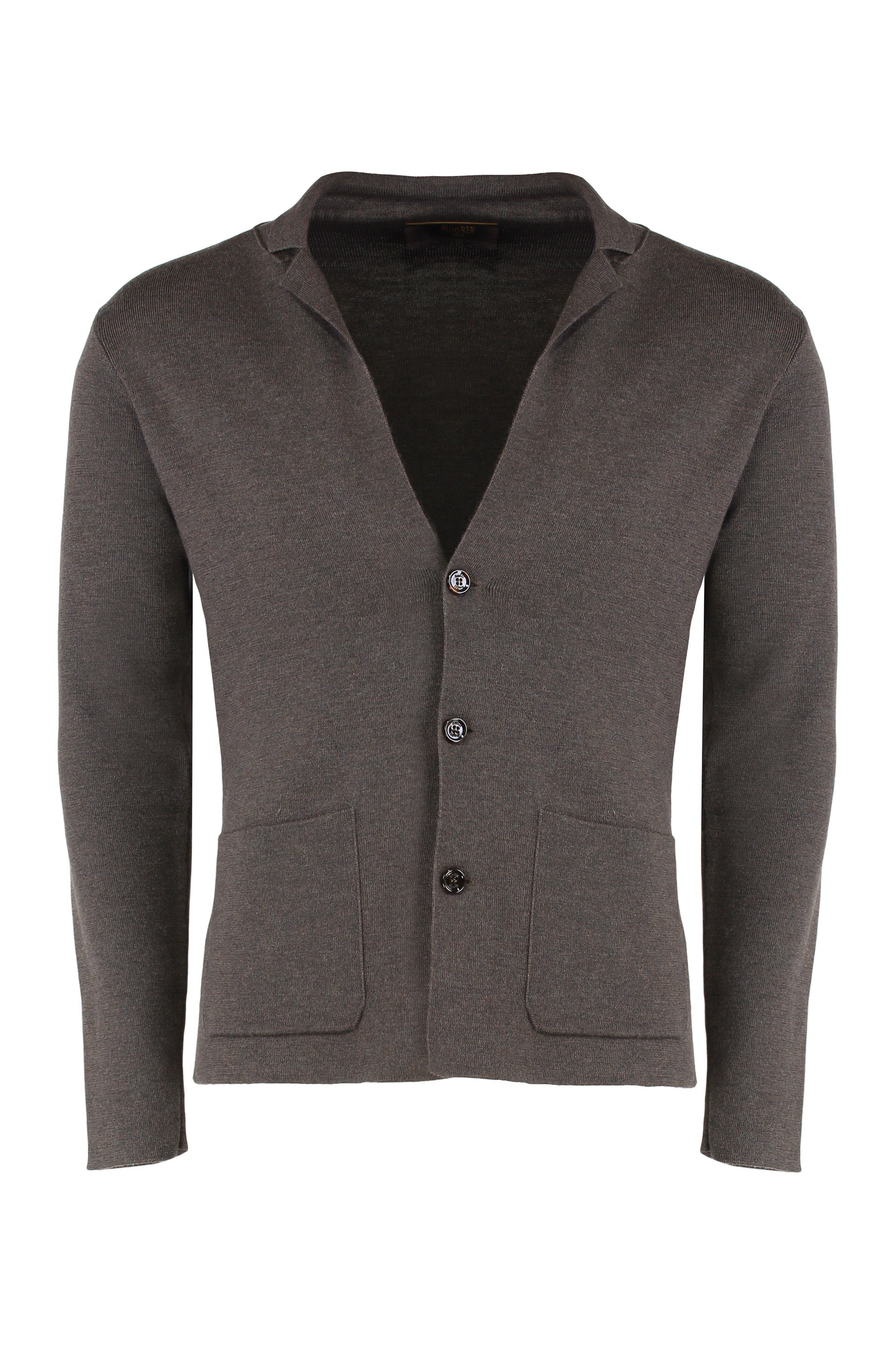Cardigan in virgin wool with V-neck