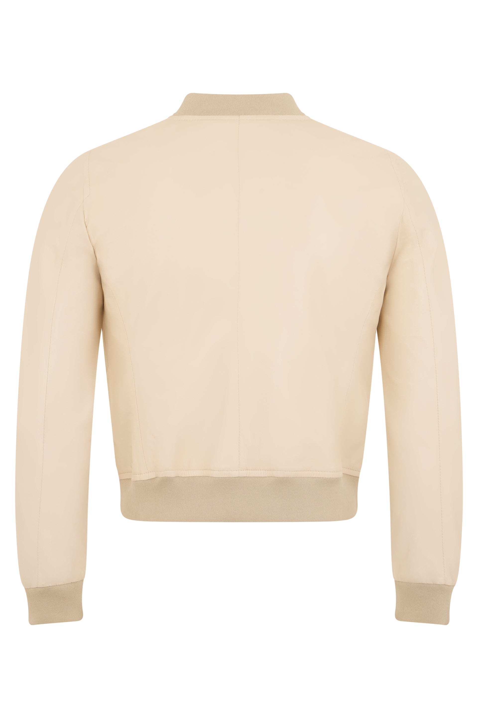 Beige leather bomber with casual and refined design