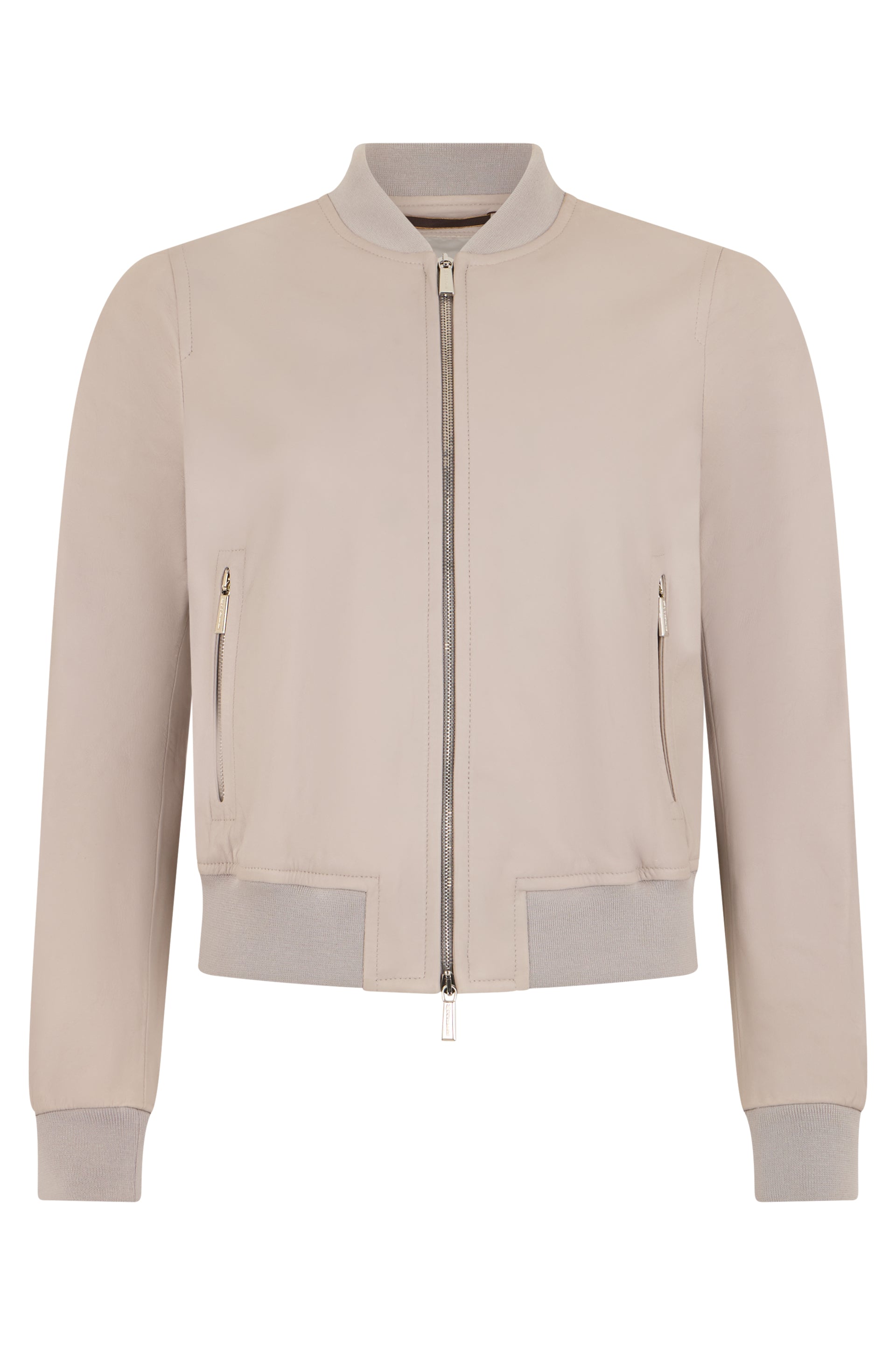 Beige leather jacket elegant and versatile