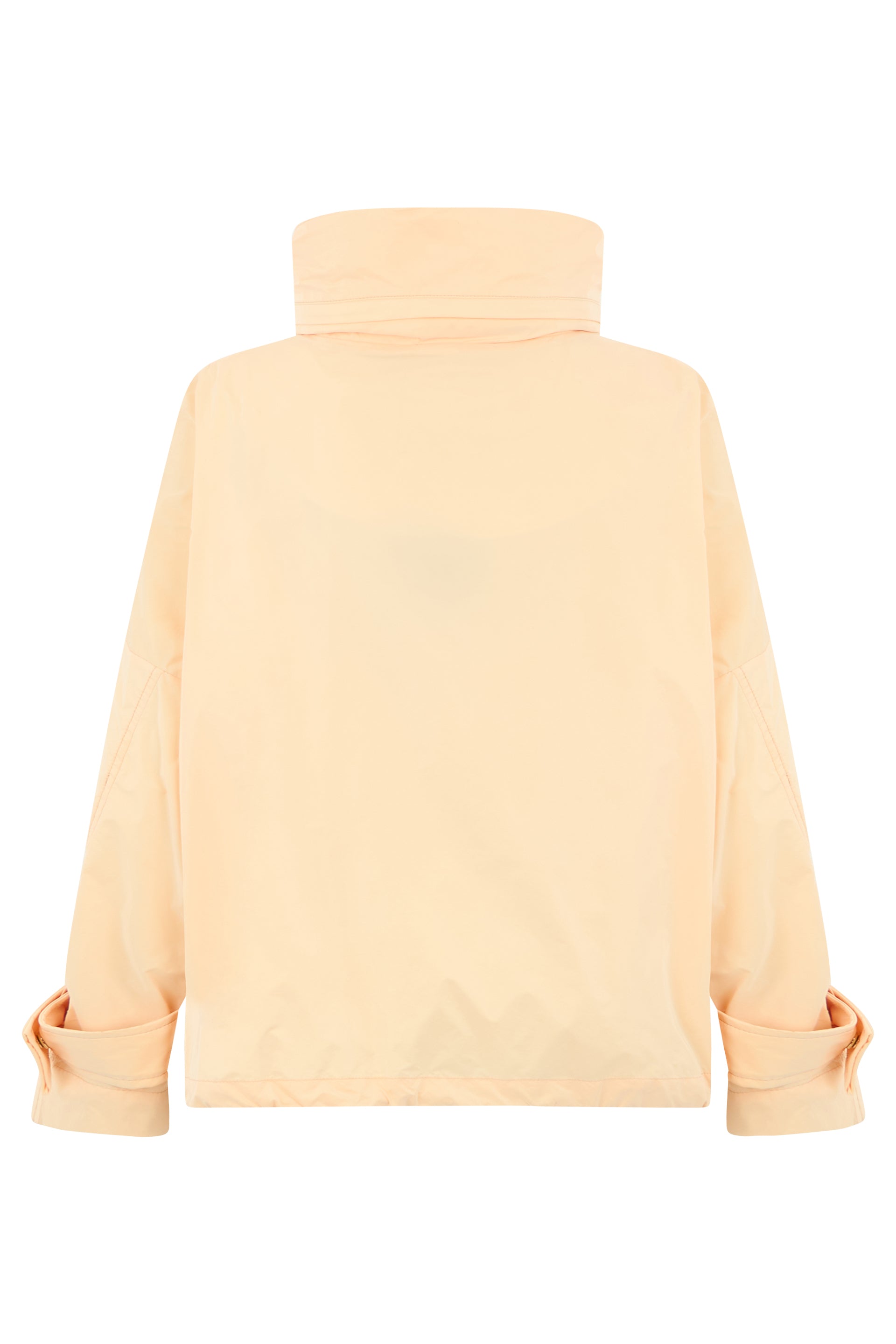 Oversized salmon down jacket with zip and high collar