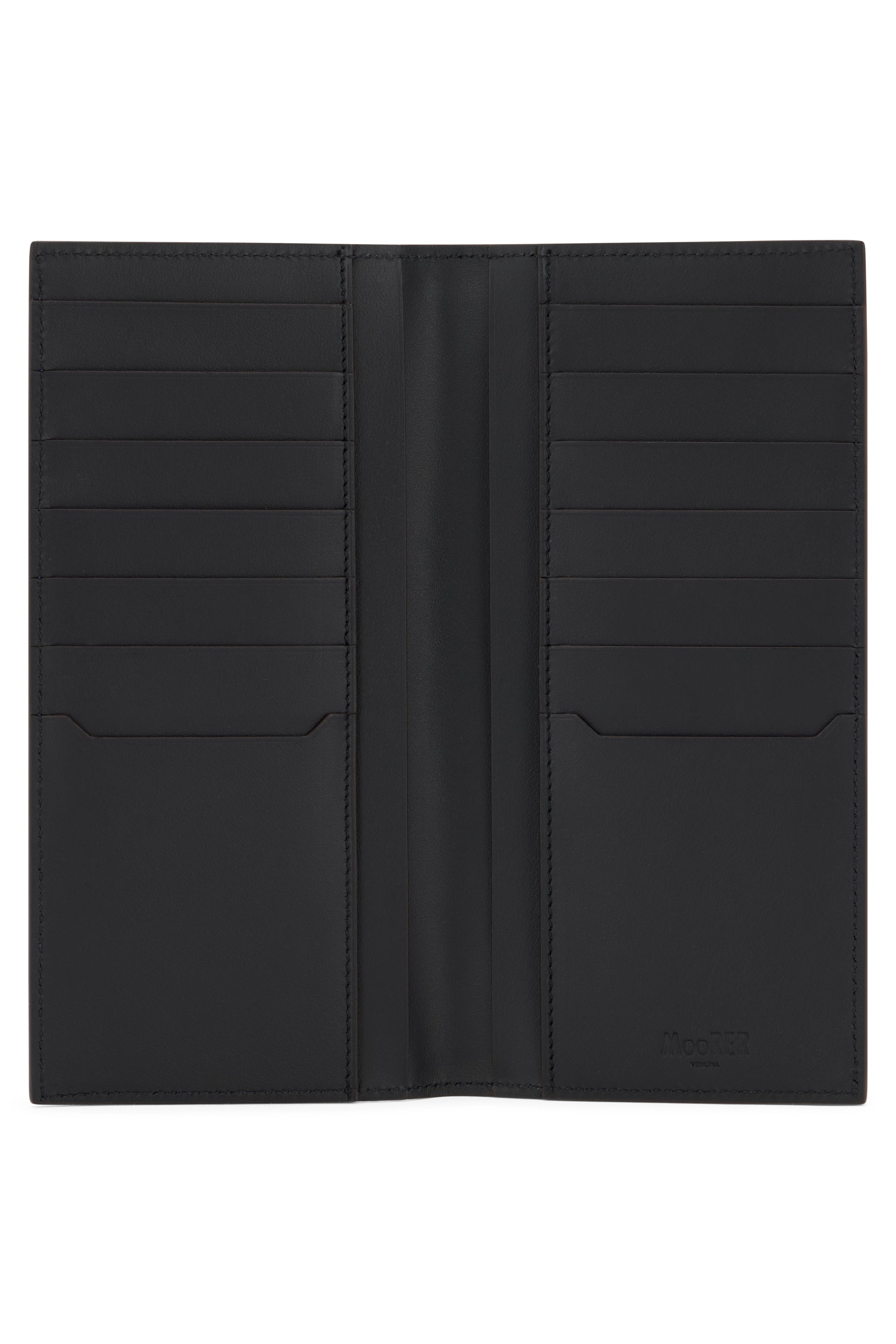 Elegant and compact dark blue leather wallet.