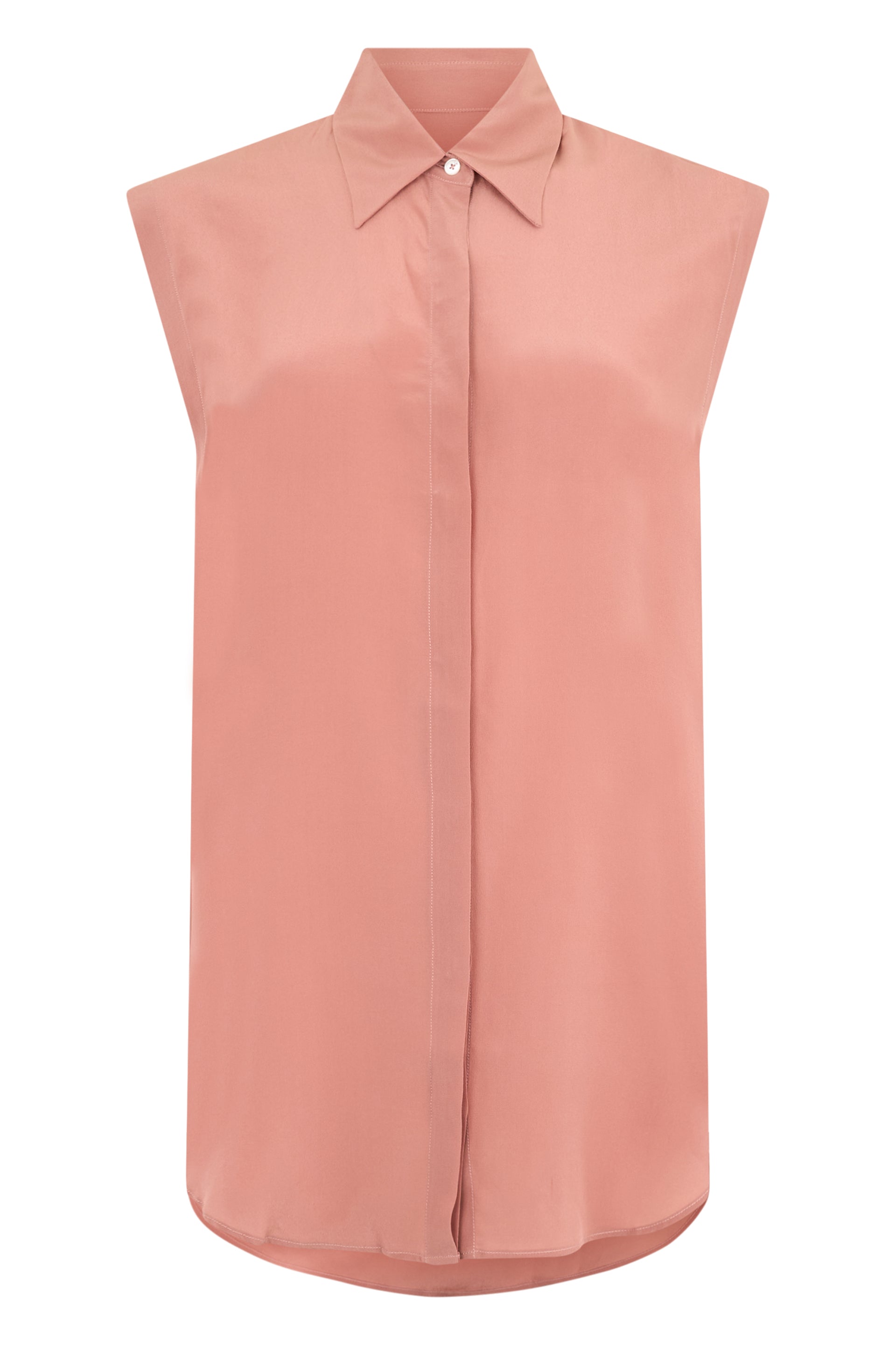 Elegant and versatile pink sleeveless shirt.