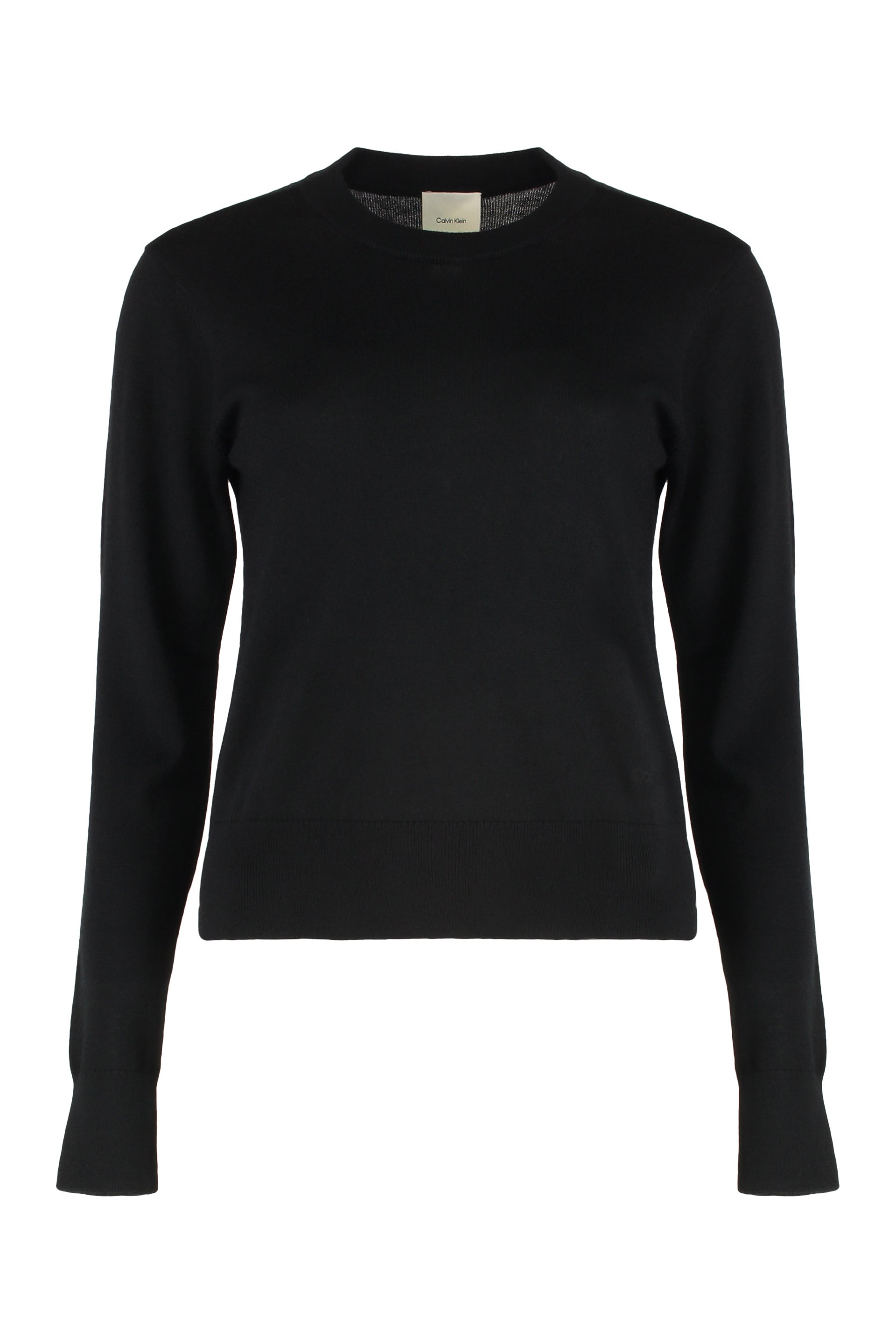 Round neck sweater in merino wool