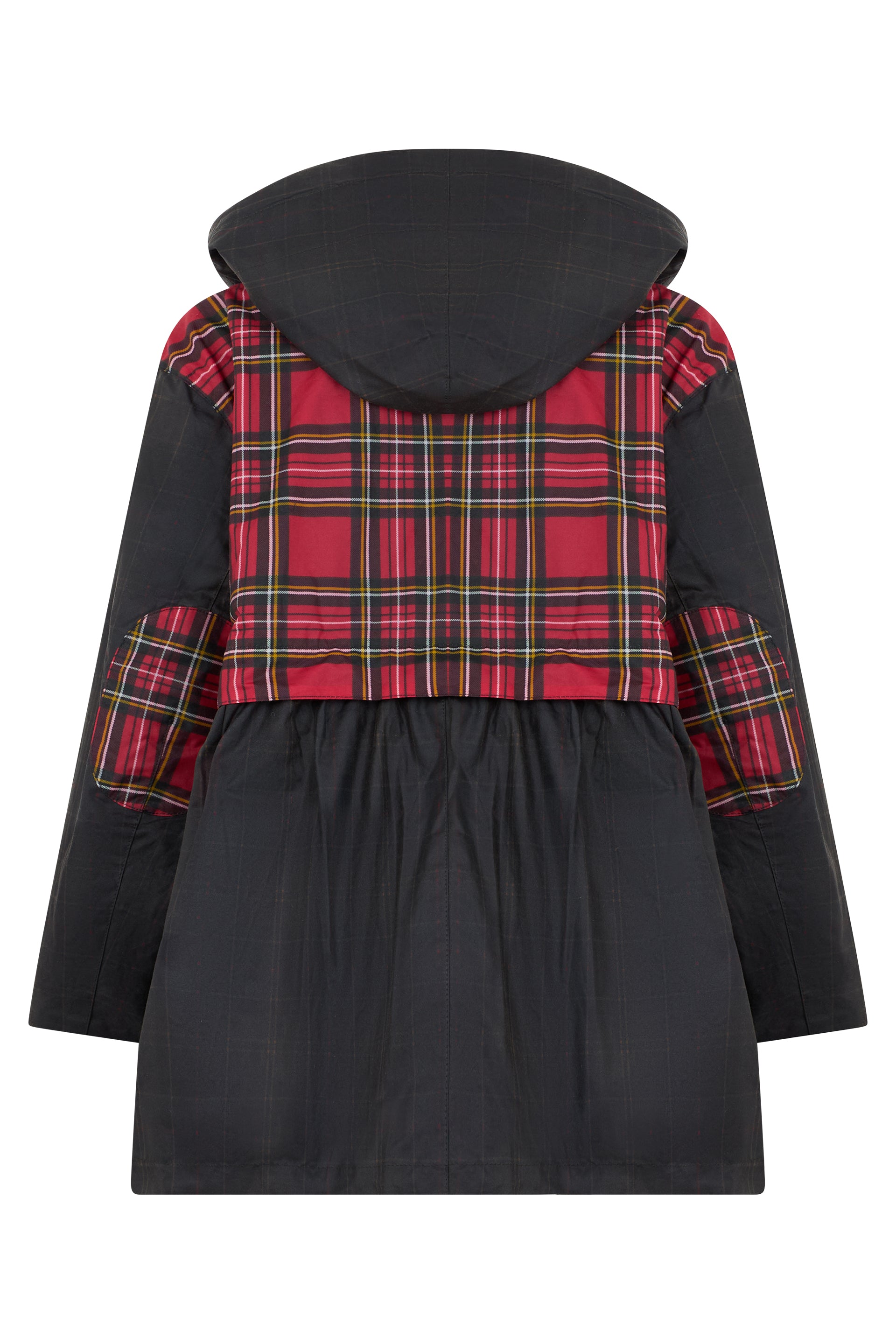 Rain jacket with peplum and tartan details