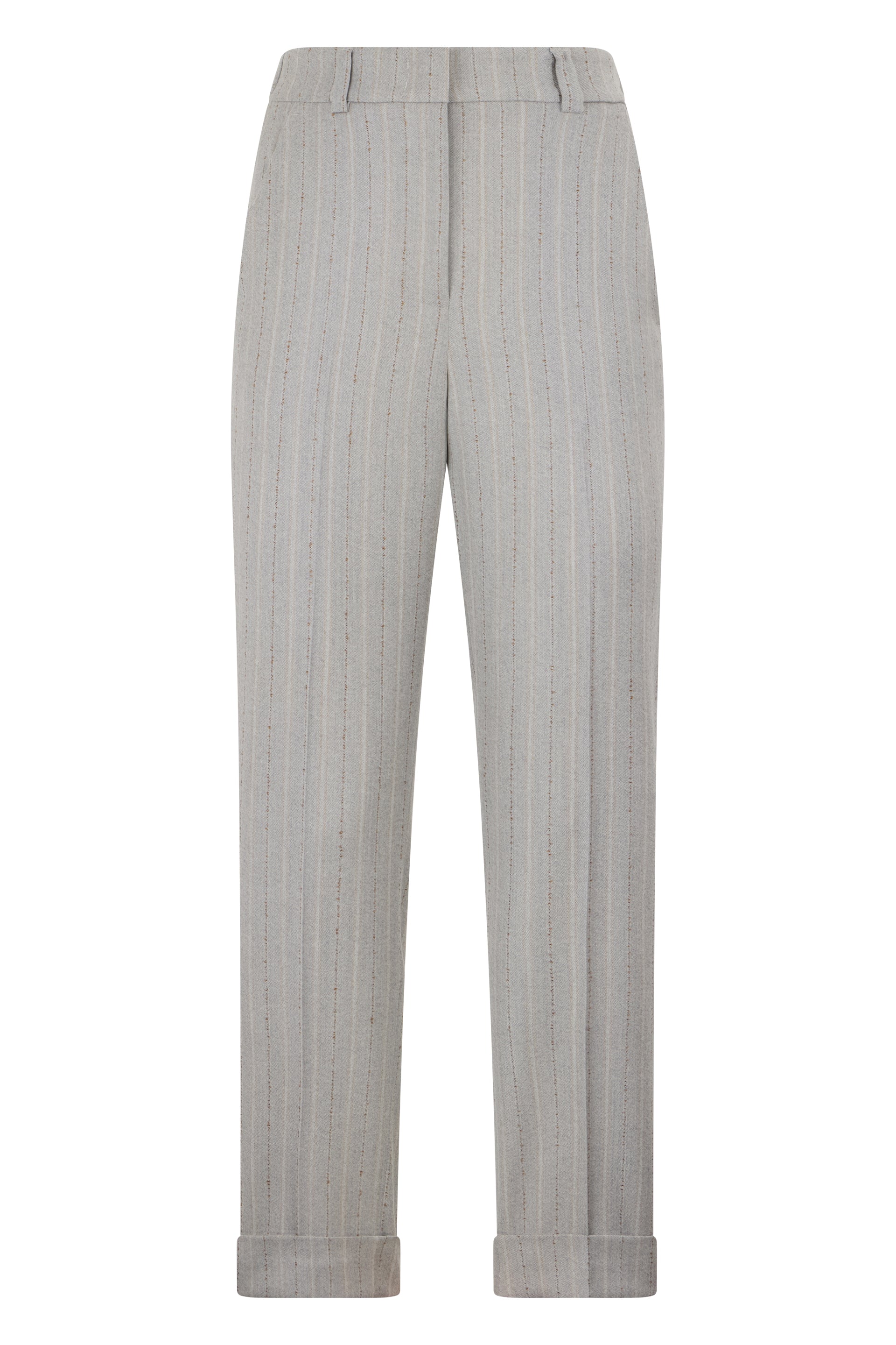Elegant gray trousers with pinstripe design, minimal and elegant.
