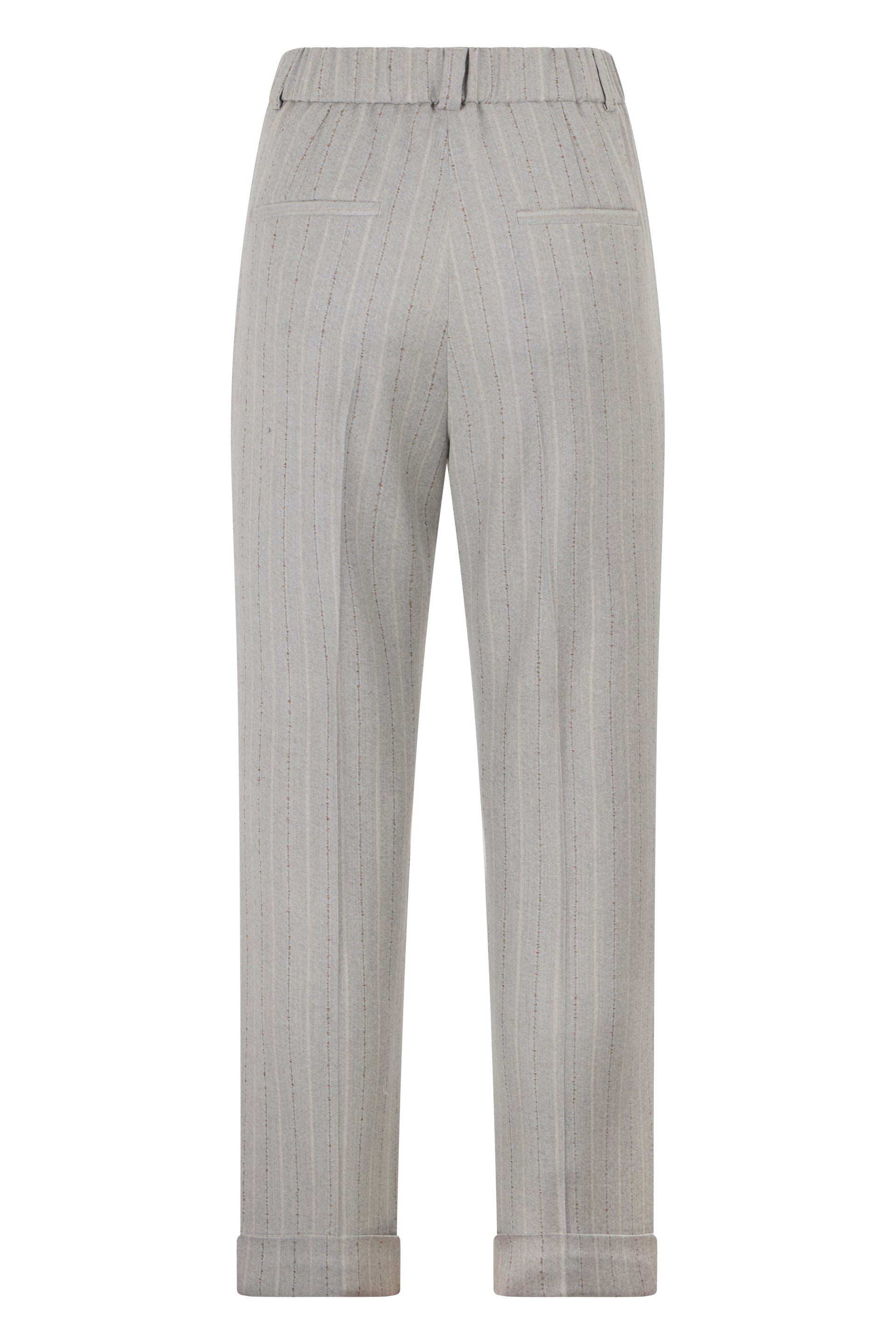 Elegant gray trousers with pinstripe design, minimal and elegant.