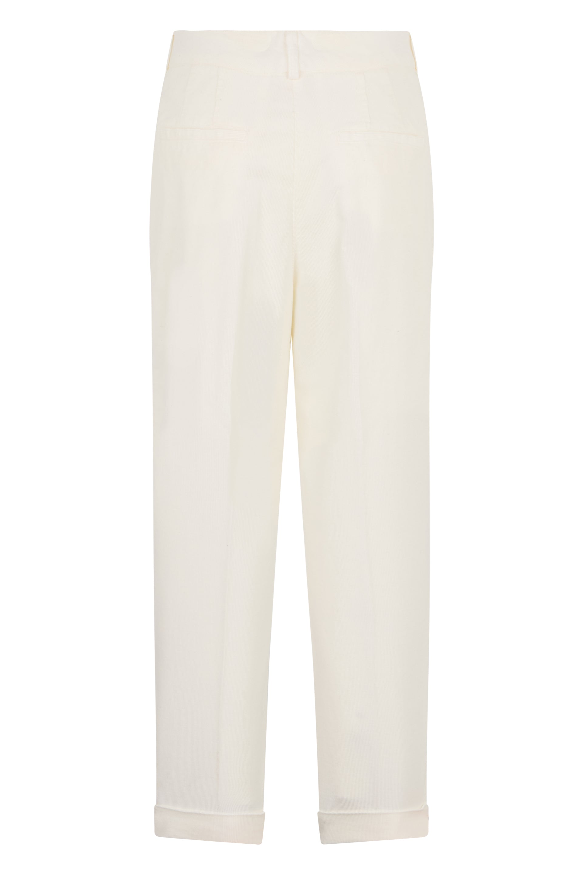 White pants with a straight cut, comfortable and versatile.