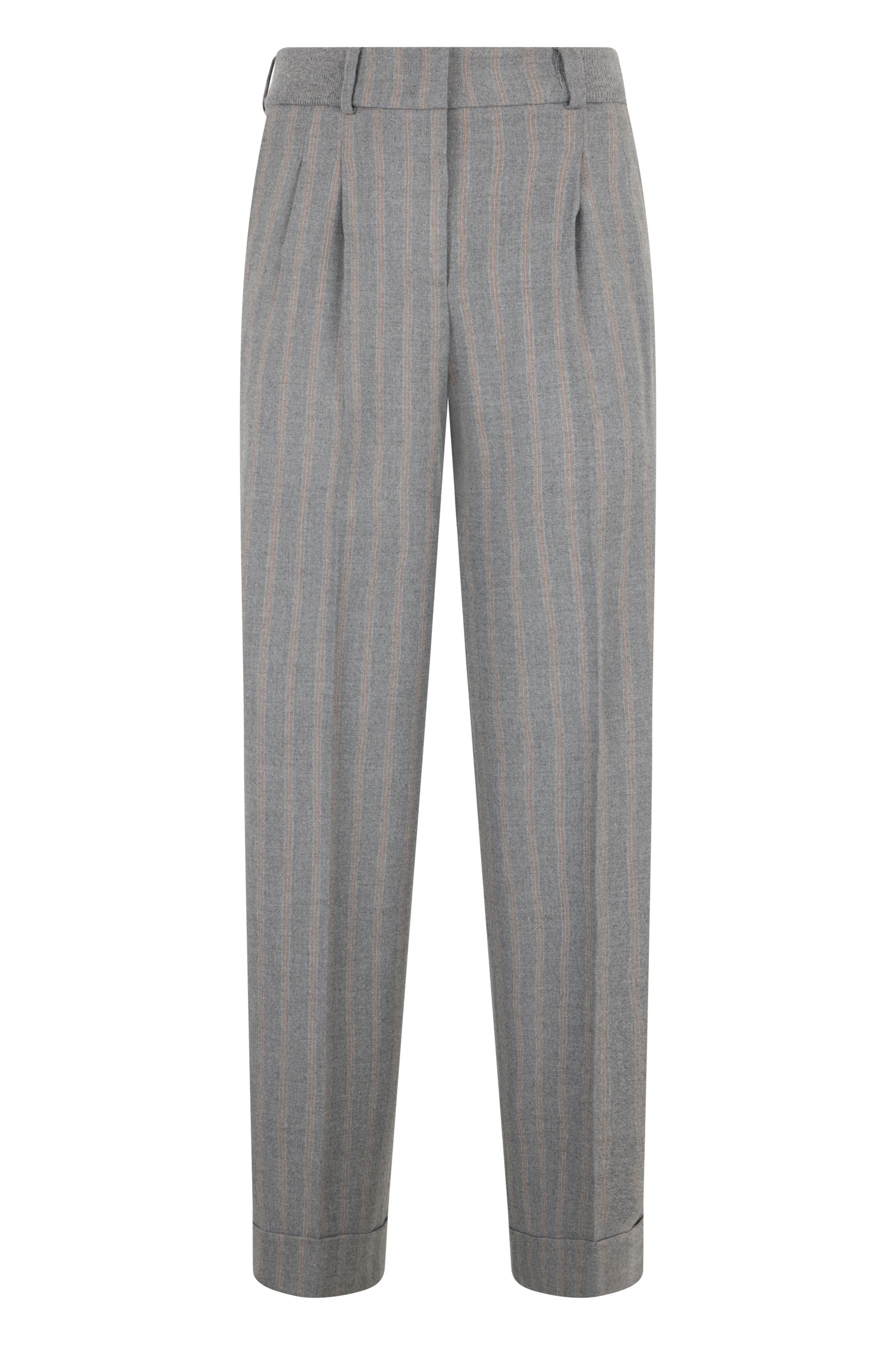 Gray pants with pinstripe pattern from minimalist and elegant design.