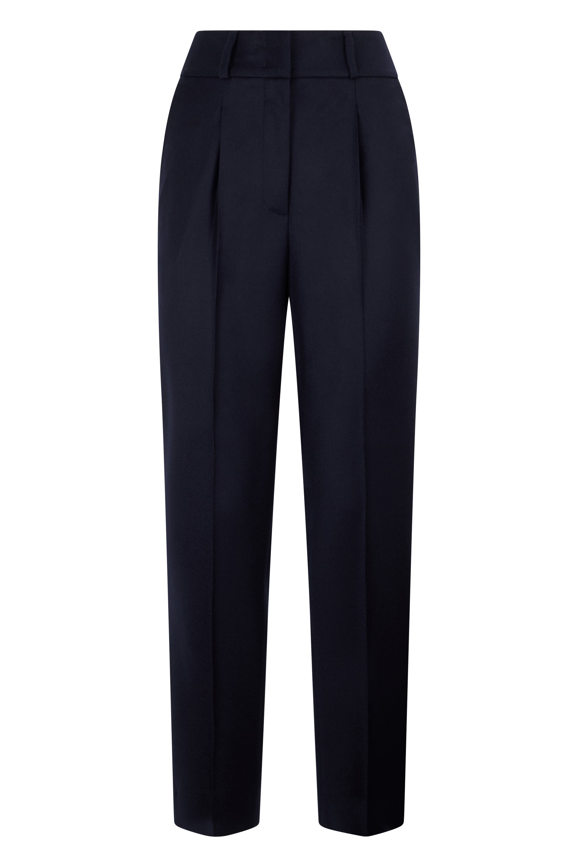 Dark blue trousers with a minimal and elegant design.