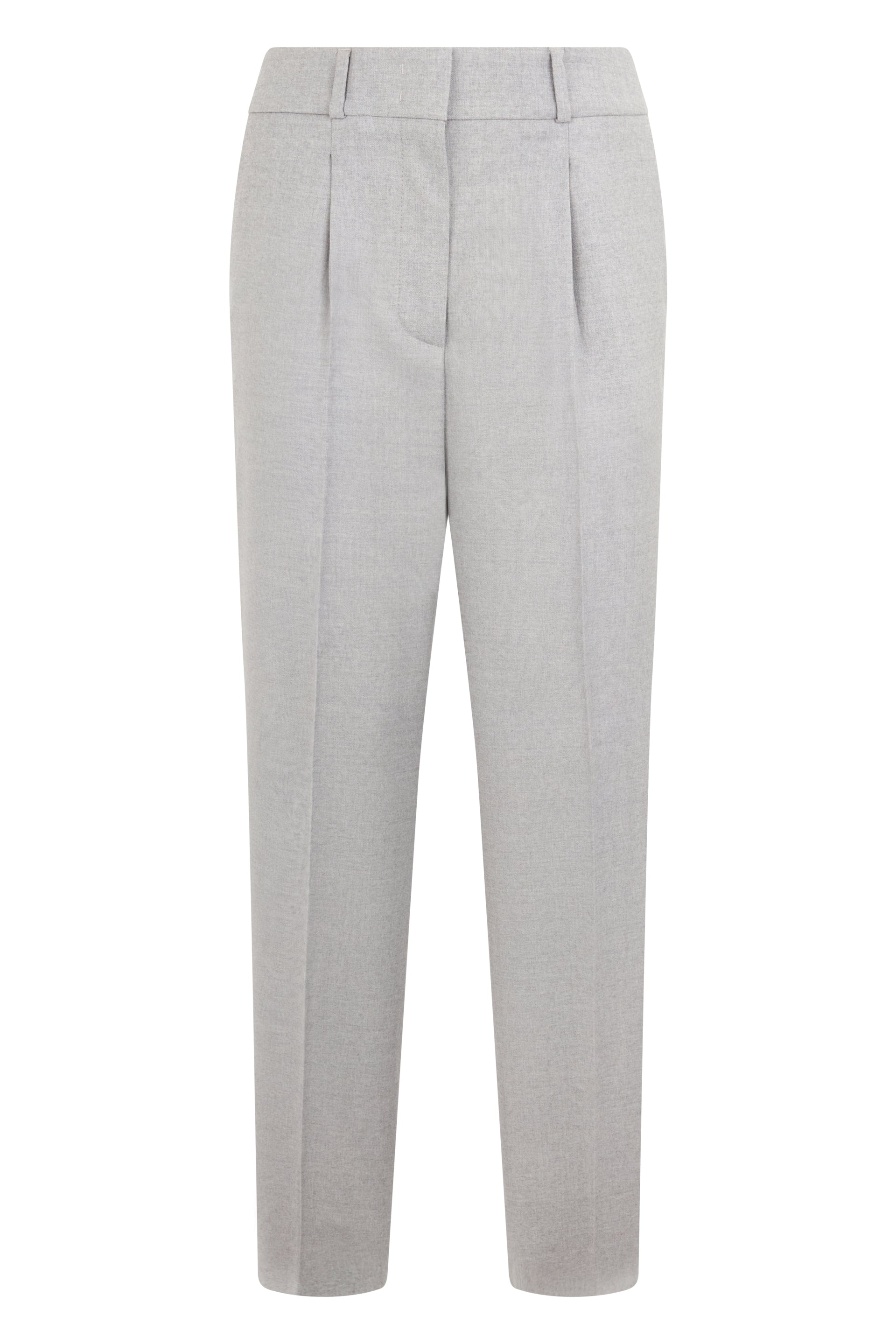 Gray melange pants with a versatile and casual design.
