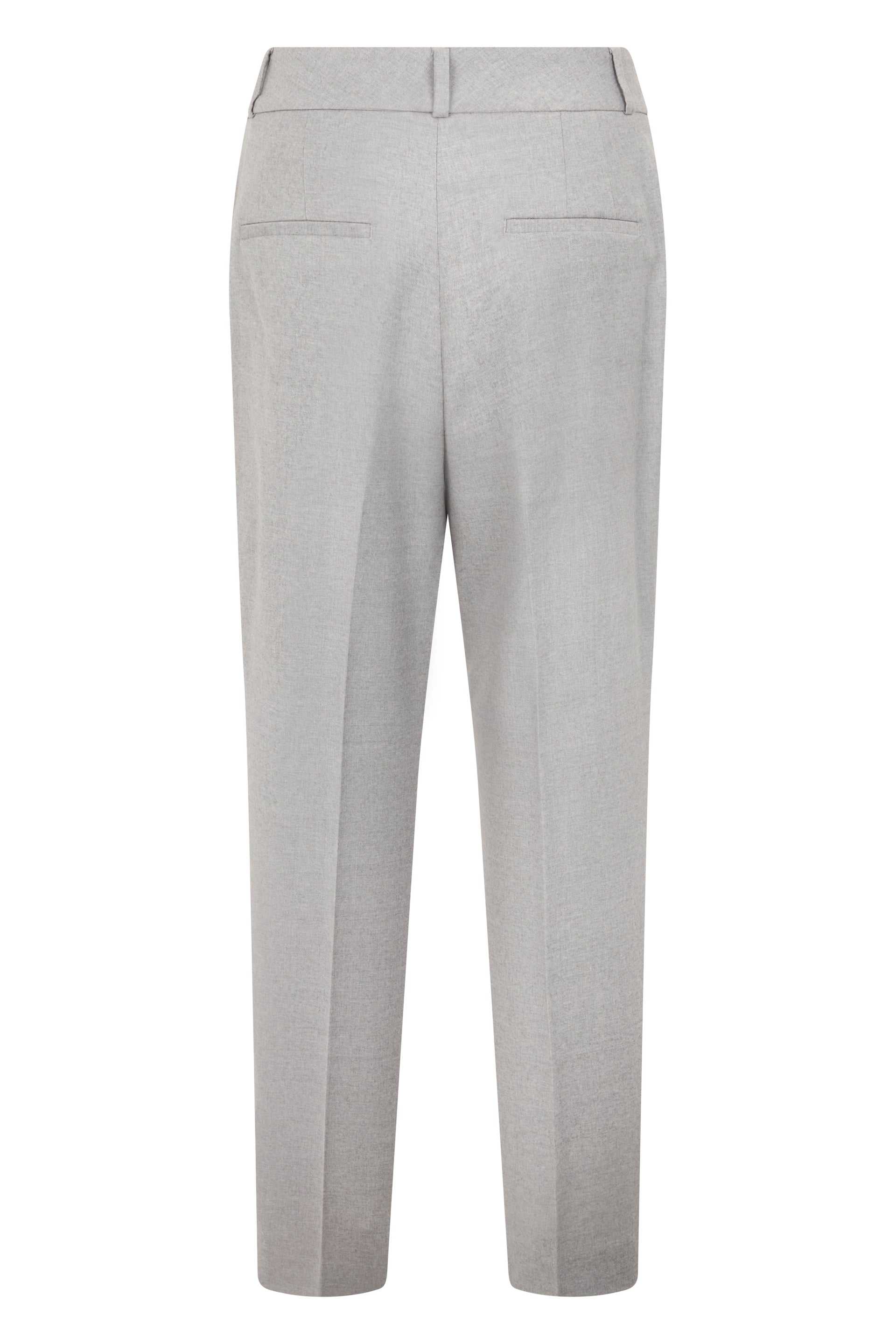Gray melange pants with a versatile and casual design.