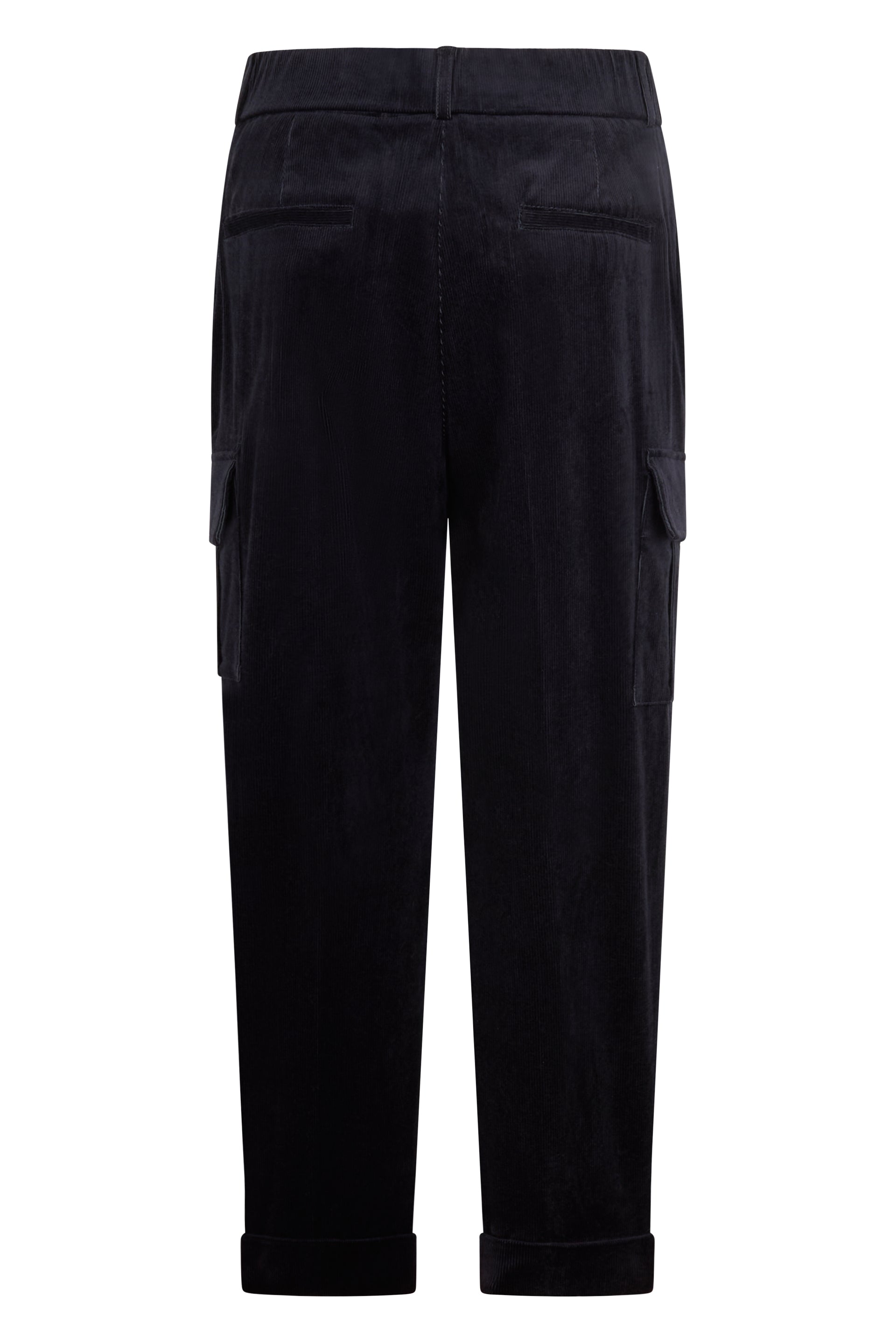 Black velvet pants with a minimal and versatile design.