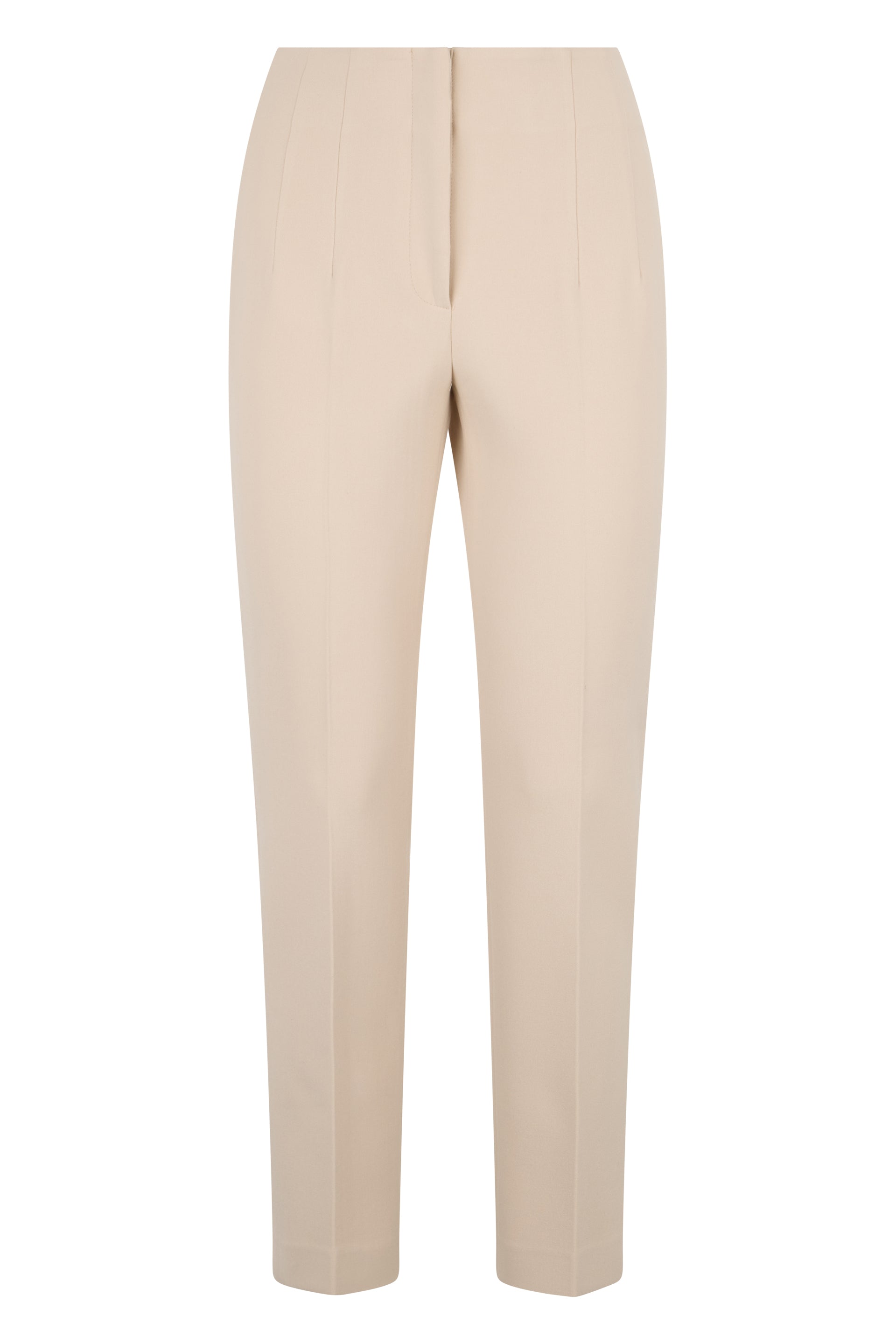 Beige high-waisted pants, elegant and versatile.