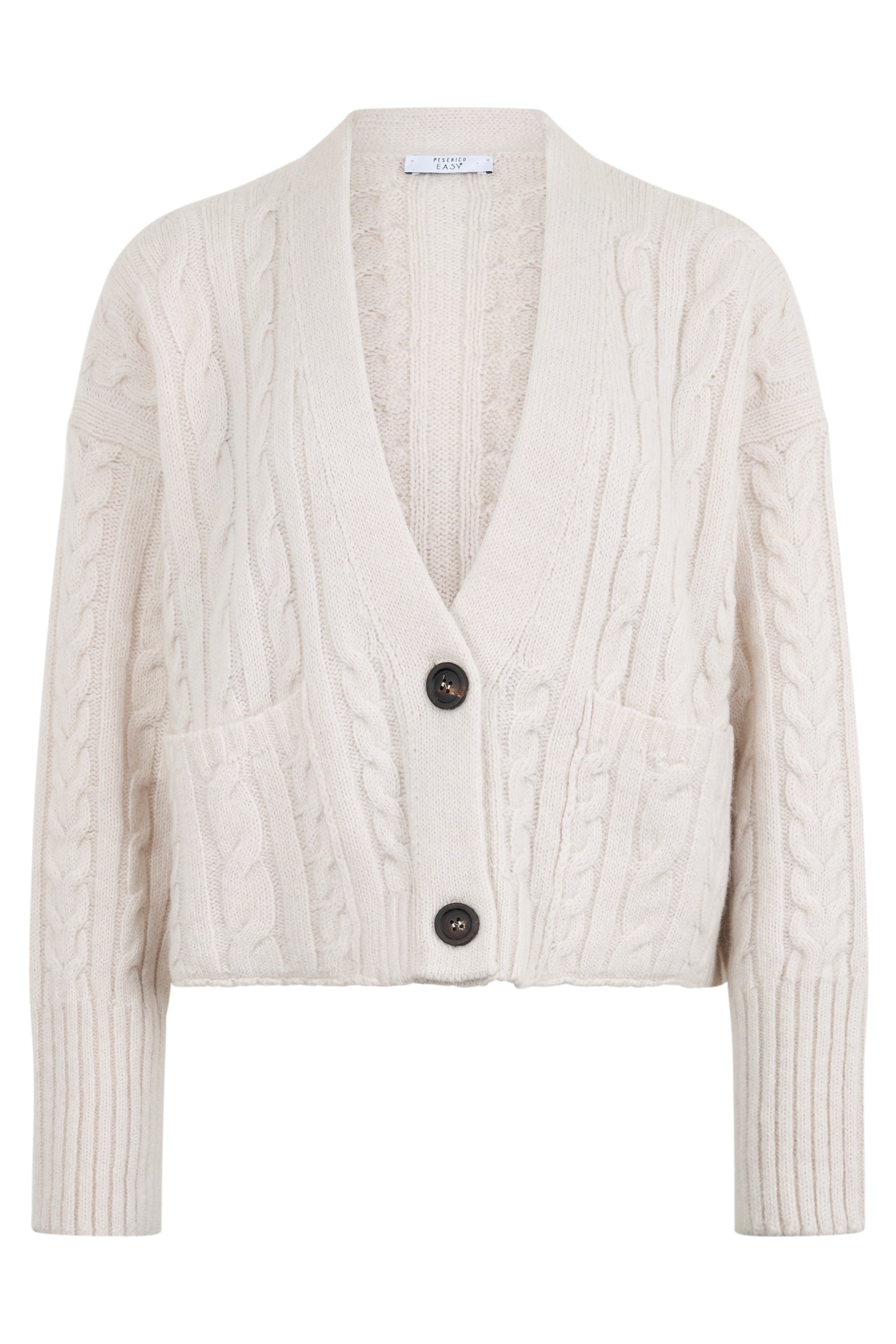 Short cardigan in white cream elegant with buttons.