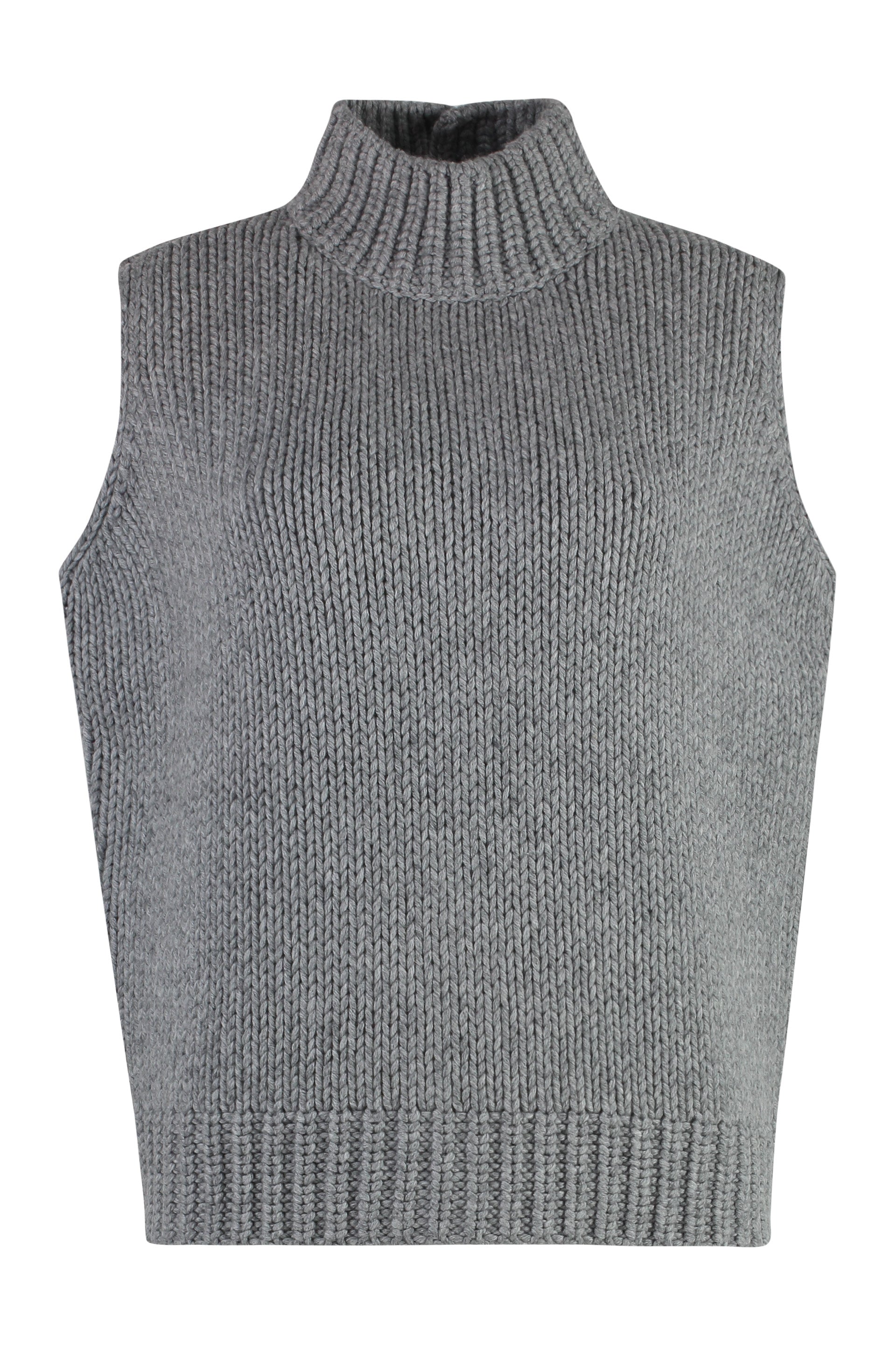 Wool blend knitted front vest