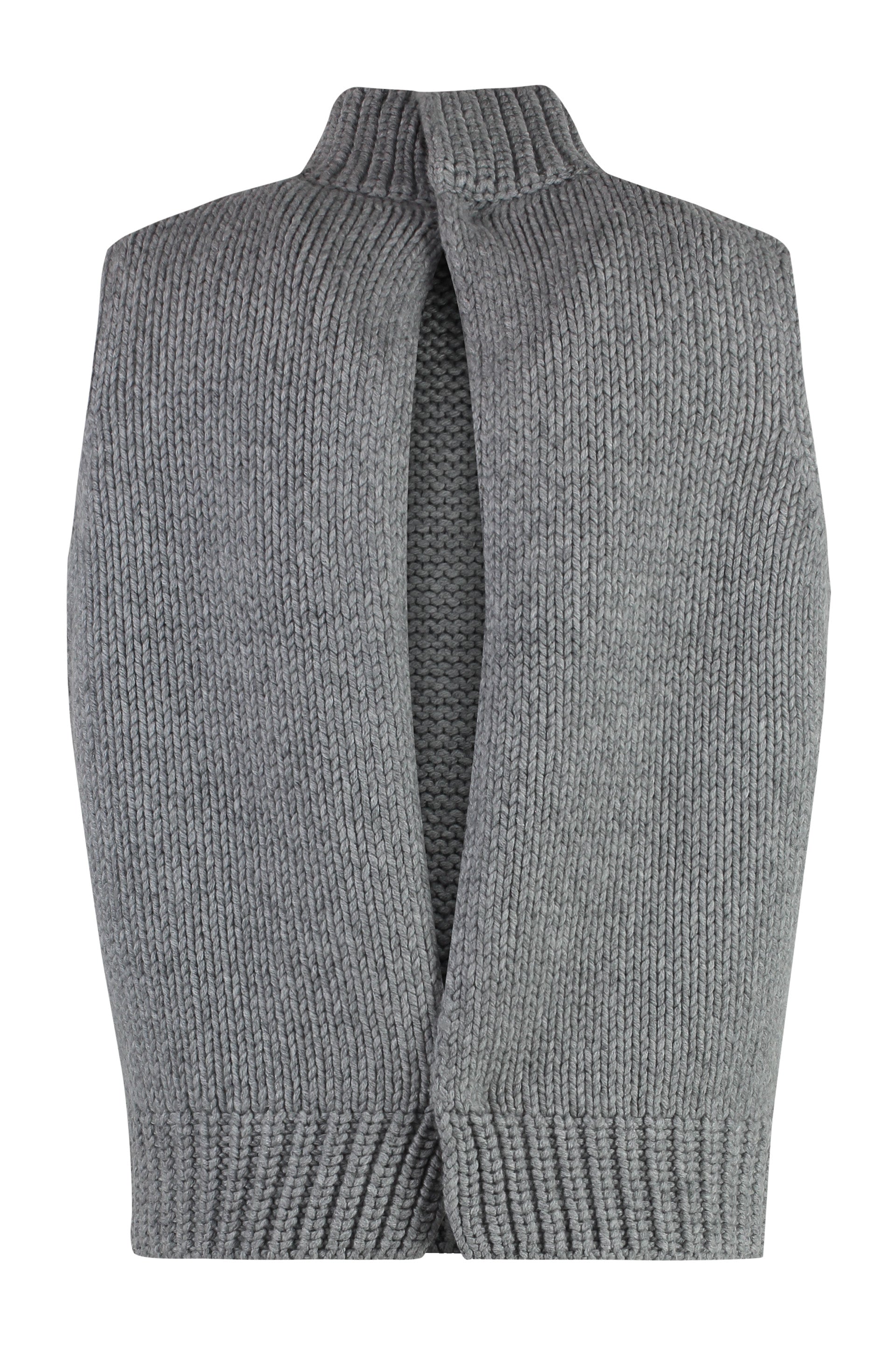 Wool blend knitted front vest