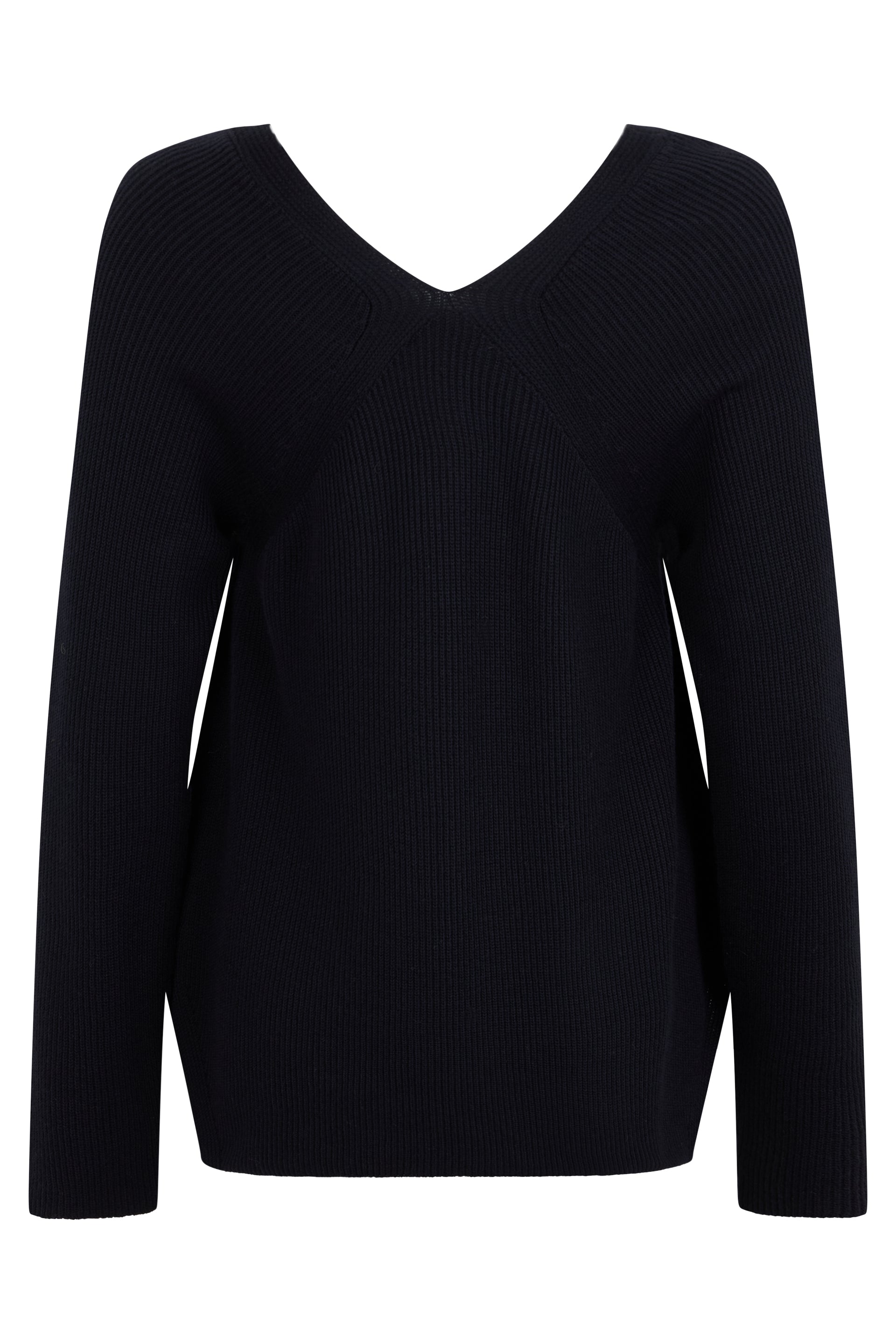 Black V-neck sweater elegant and versatile.