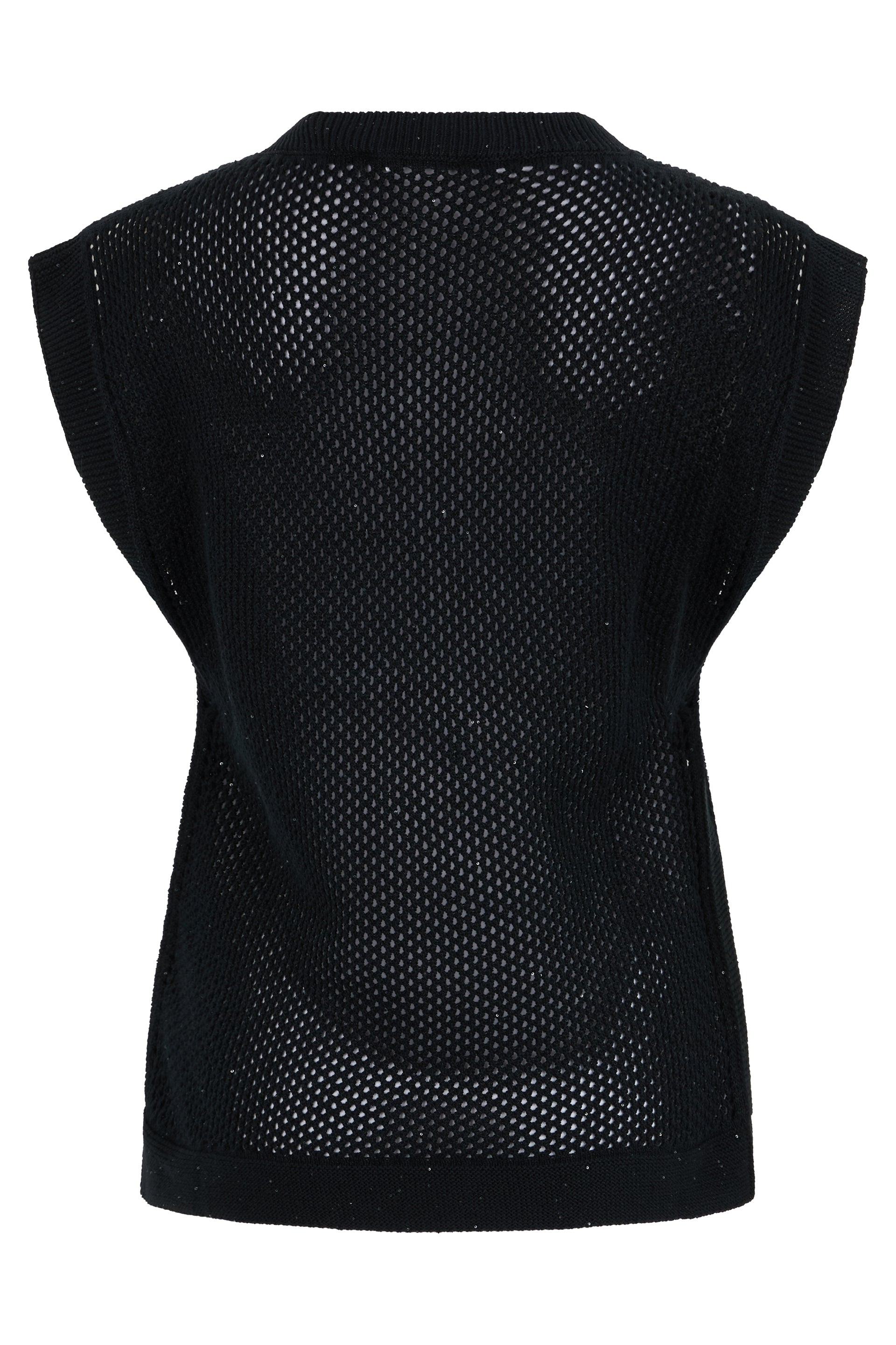 Black sweater with short sleeves, versatile and elegant.