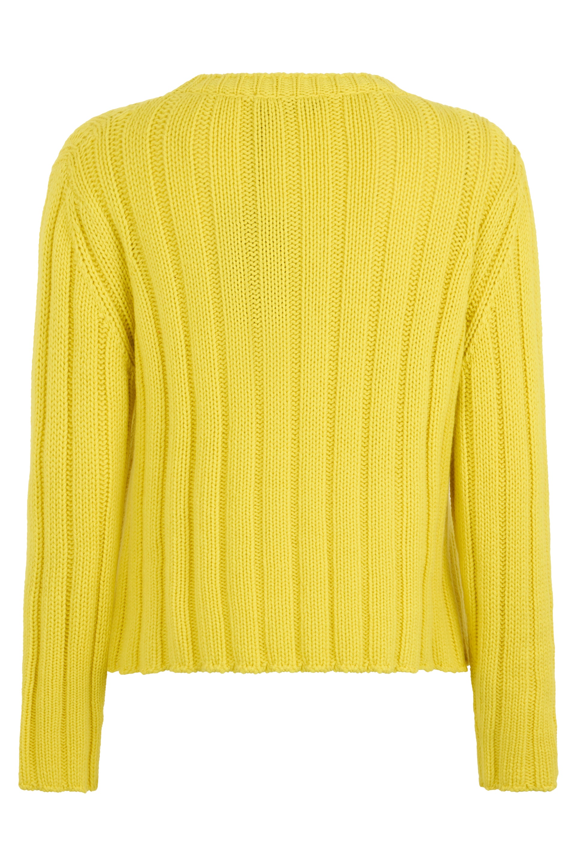 Mustard yellow ribbed sweater, elegant and versatile.