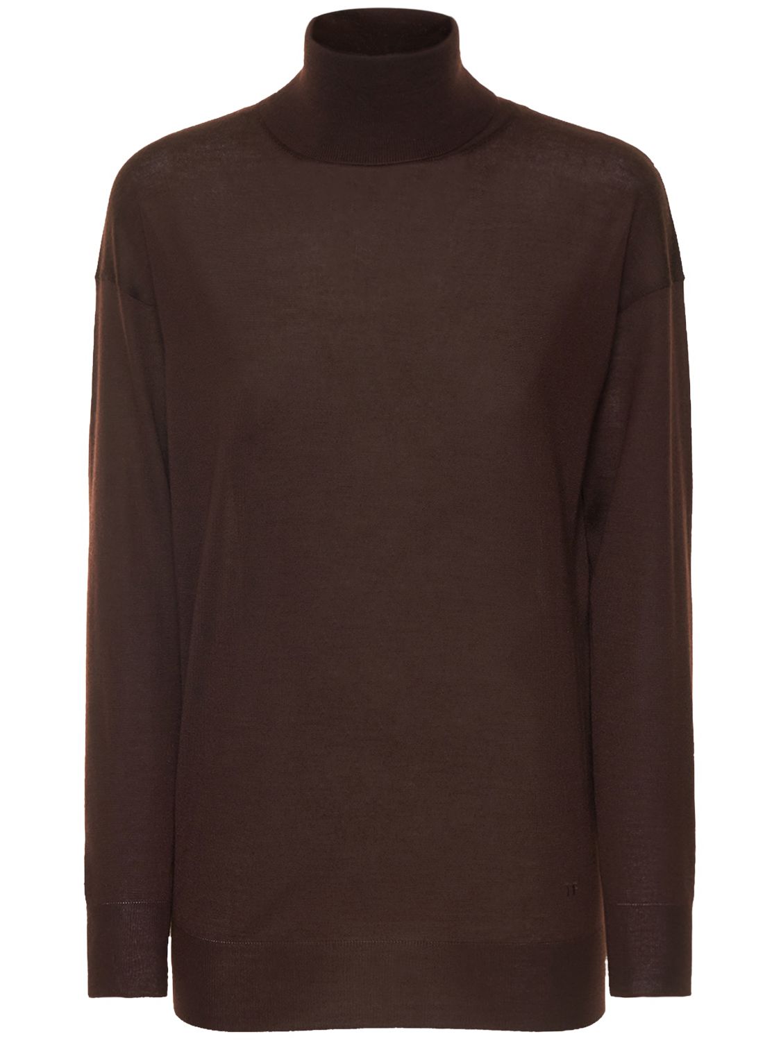 Dark brown sweater with high collar versatile