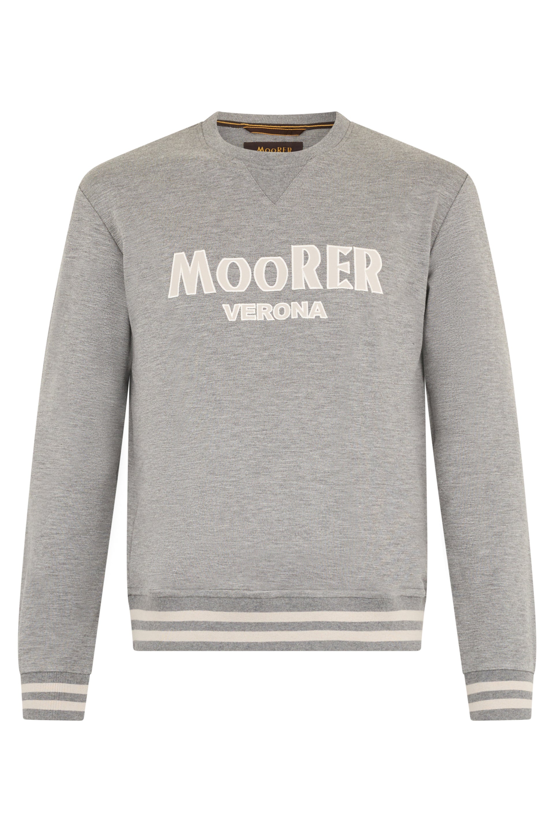 Modern gray mélange sweatshirt with stylized print.
