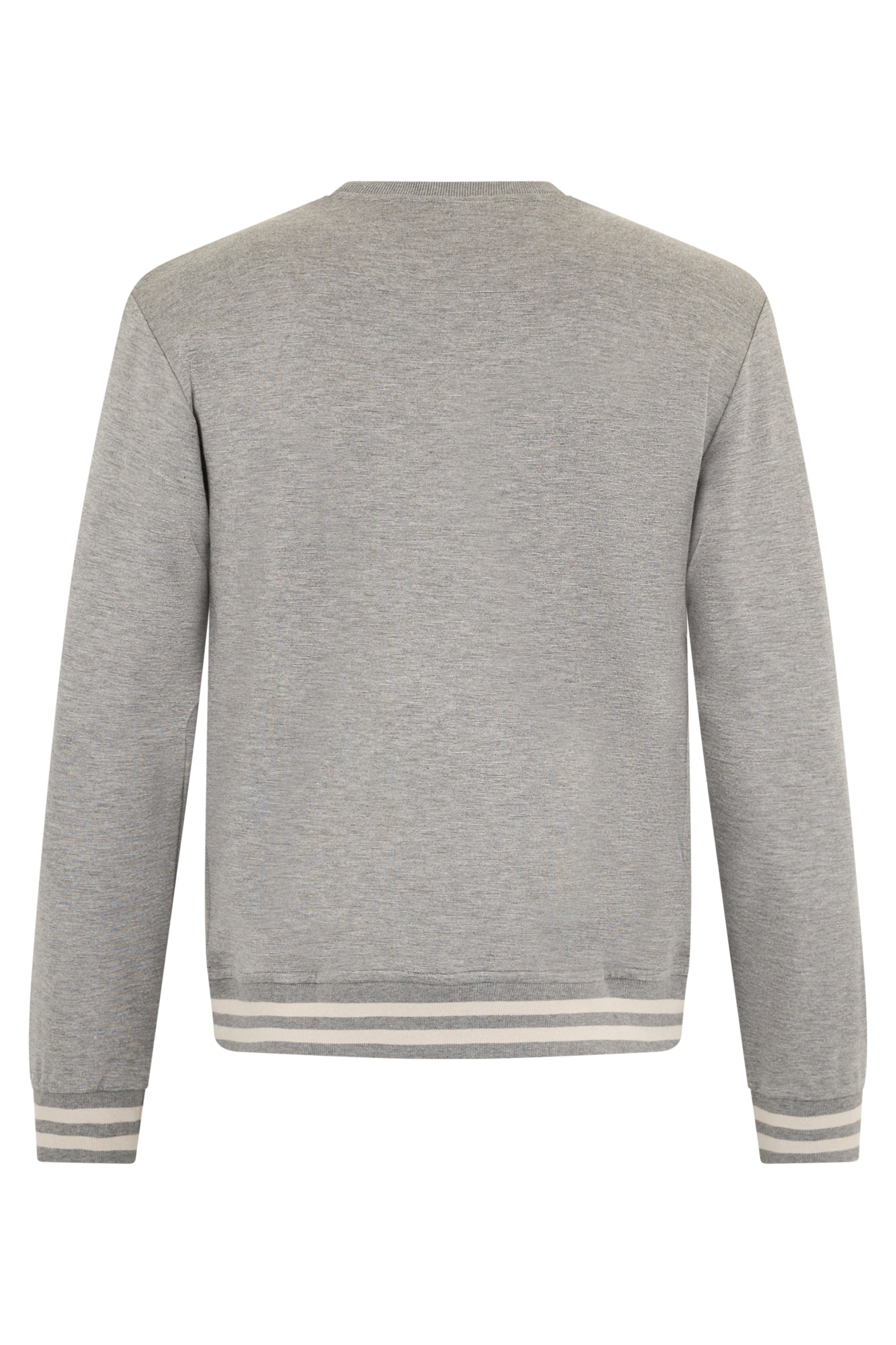 Modern gray mélange sweatshirt with stylized print.
