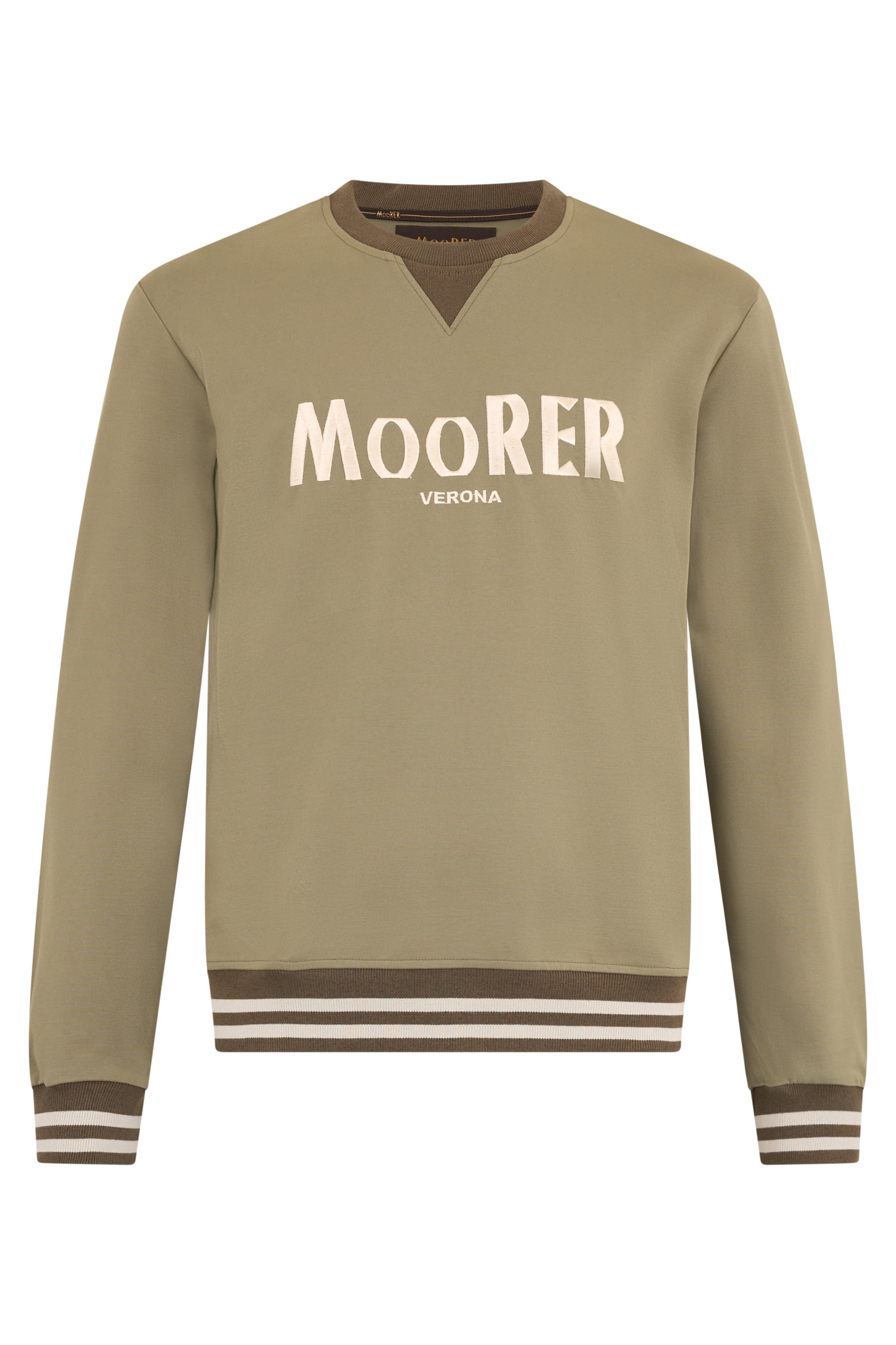 Khaki casual sweatshirt with round neckline and print.