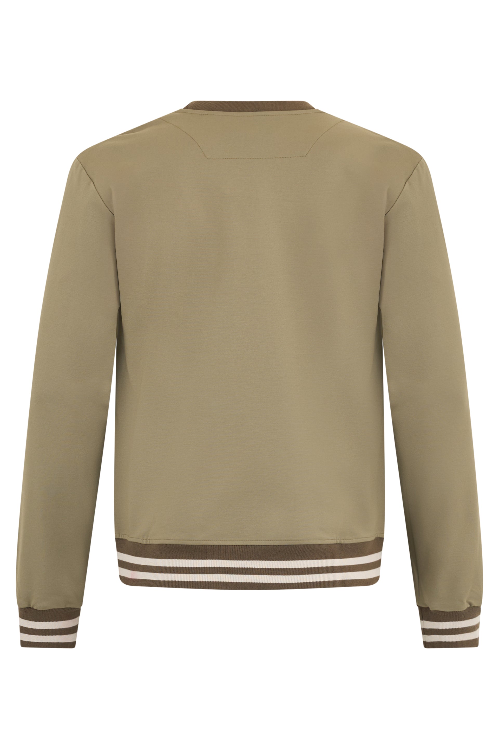 Khaki casual sweatshirt with round neckline and print.