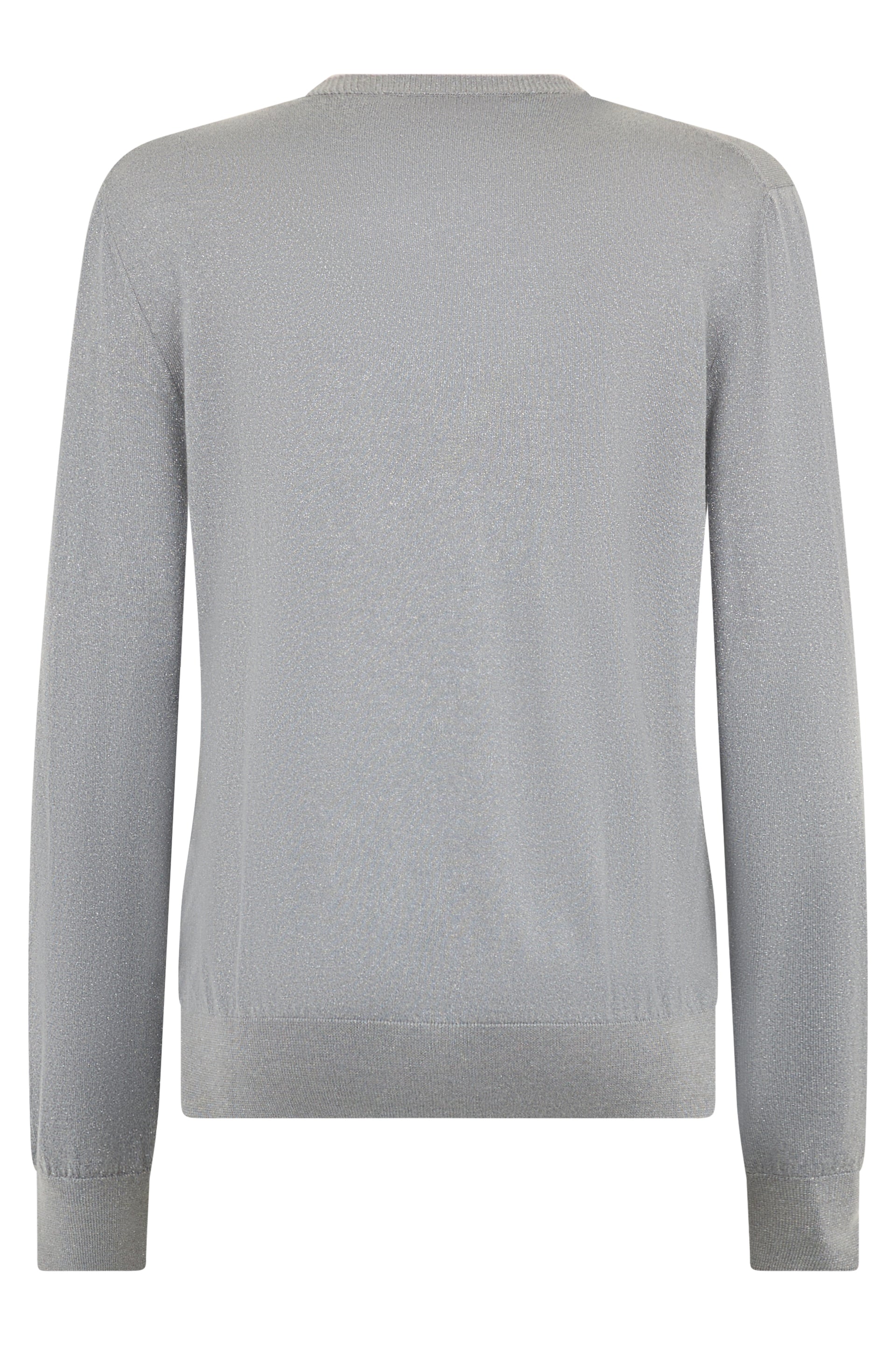 Gray classic cardigan with long sleeves.