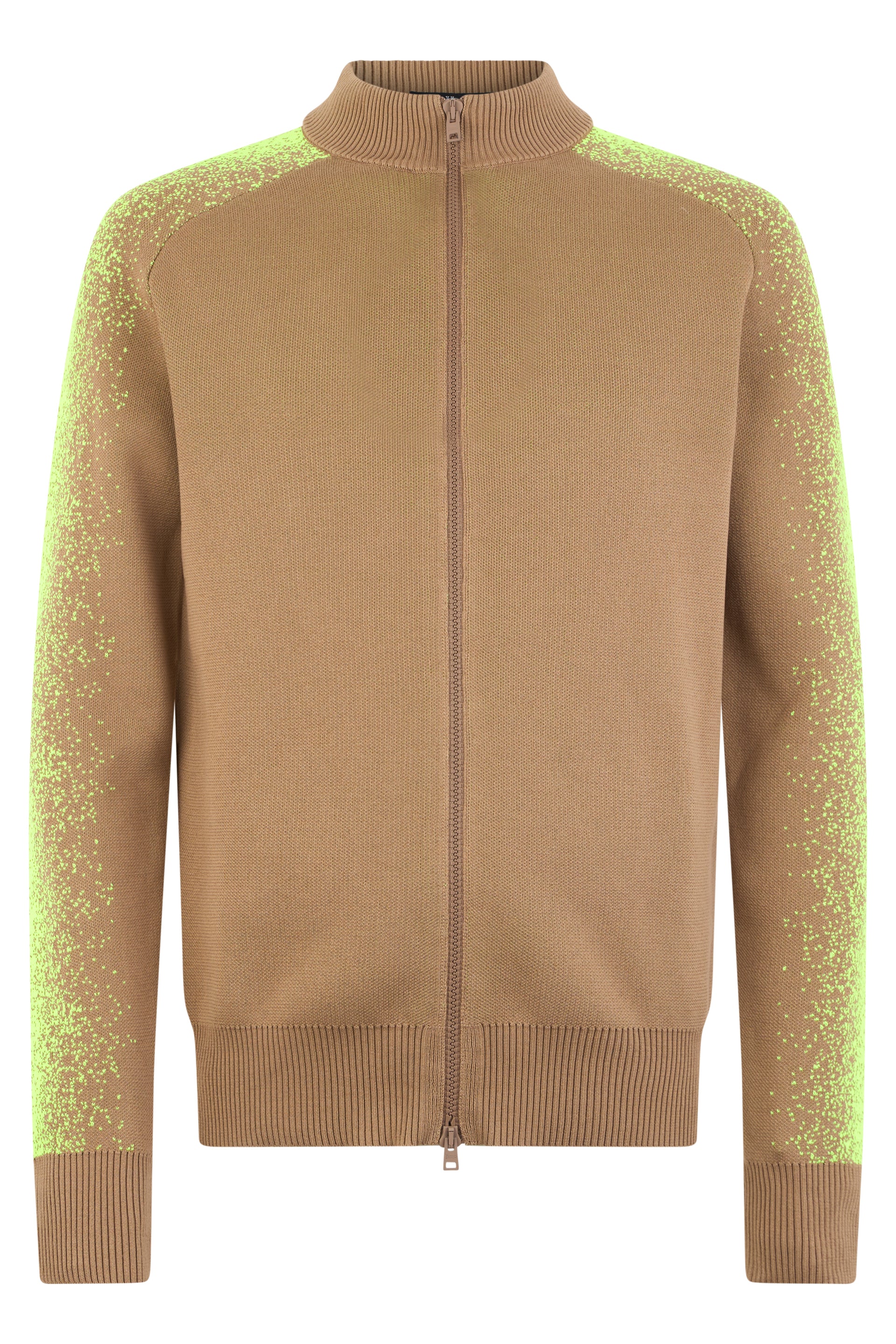 Beige cardigan with zip, minimalist and versatile