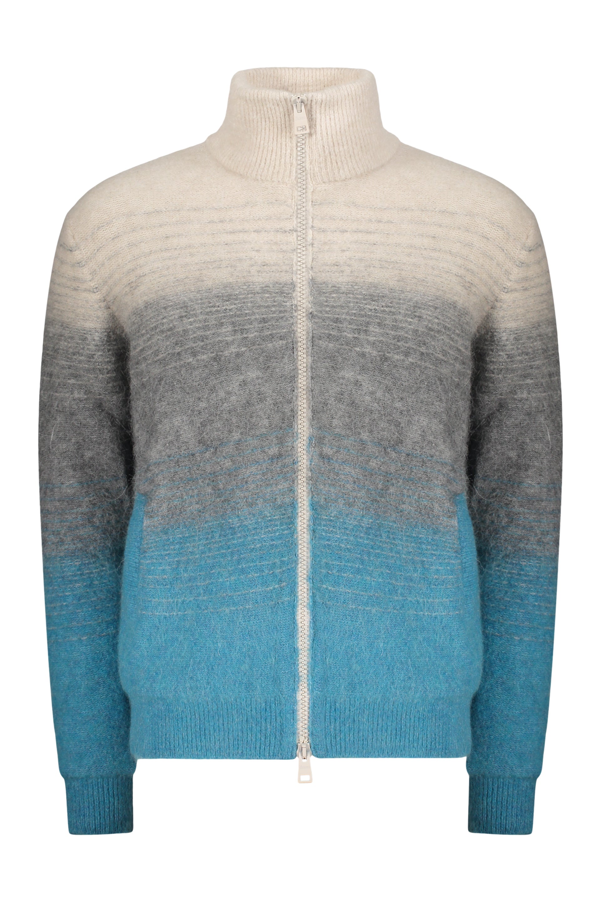 High collar zipped cardigan