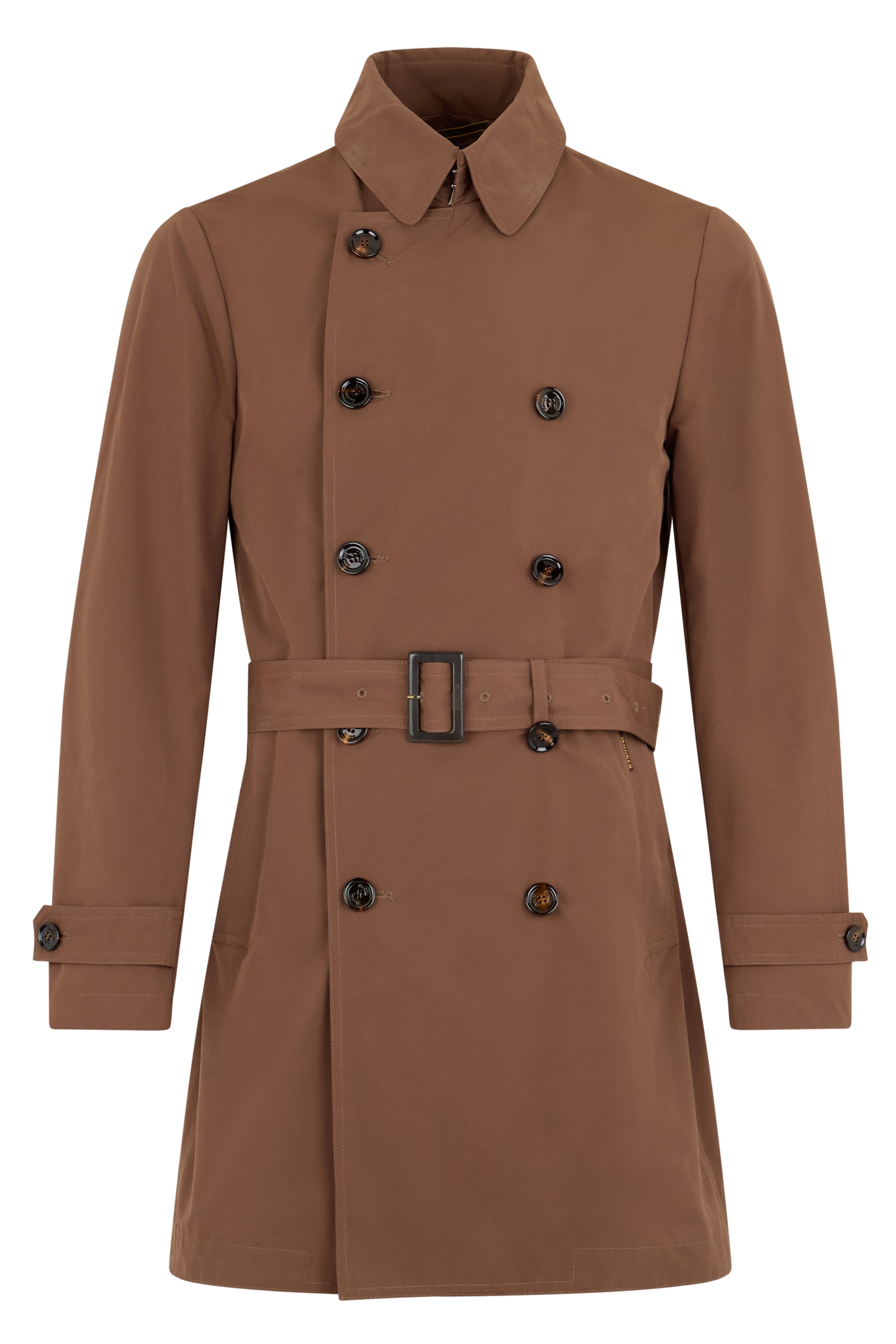 Elegant brown trench with adjustable belt