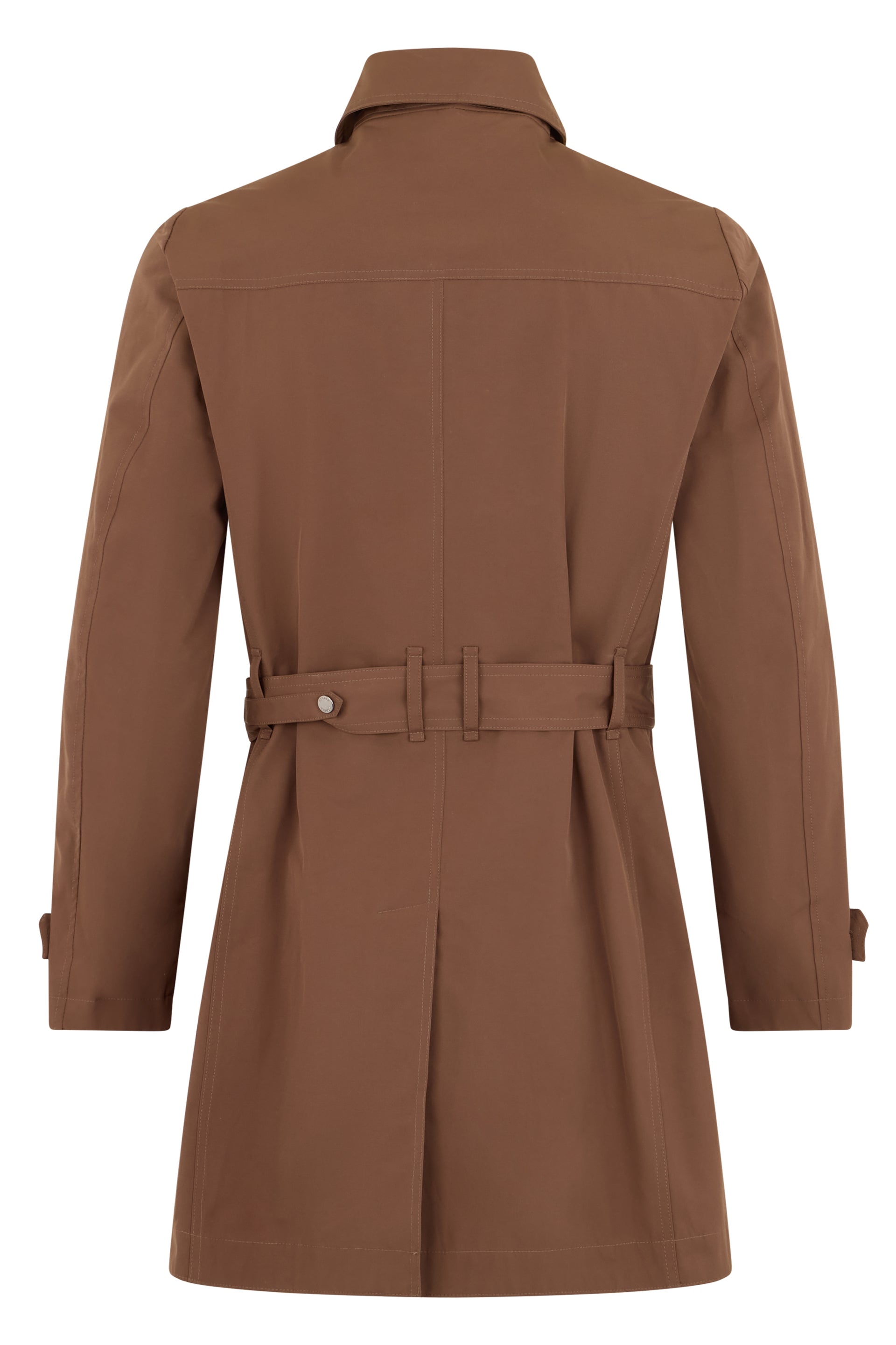 Elegant brown trench with adjustable belt
